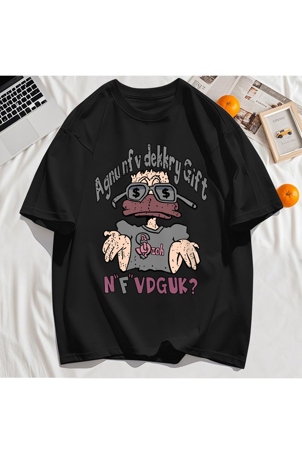StartMore Y2k Vintage Tişört Tee Bir İnsan Gözlük Giyen Baskı