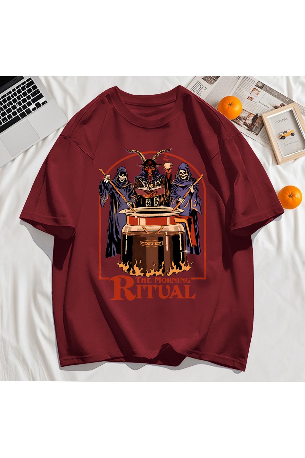 StartMore Y2k Vintage Tişört Tee Sabah Ritüeli Baskı