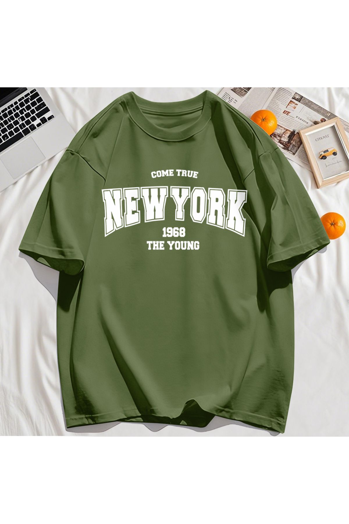 StartMore Y2k Vintage Tişört Tee Gerçek Gel New York 1968 Basit Sanat Mektup Baskı