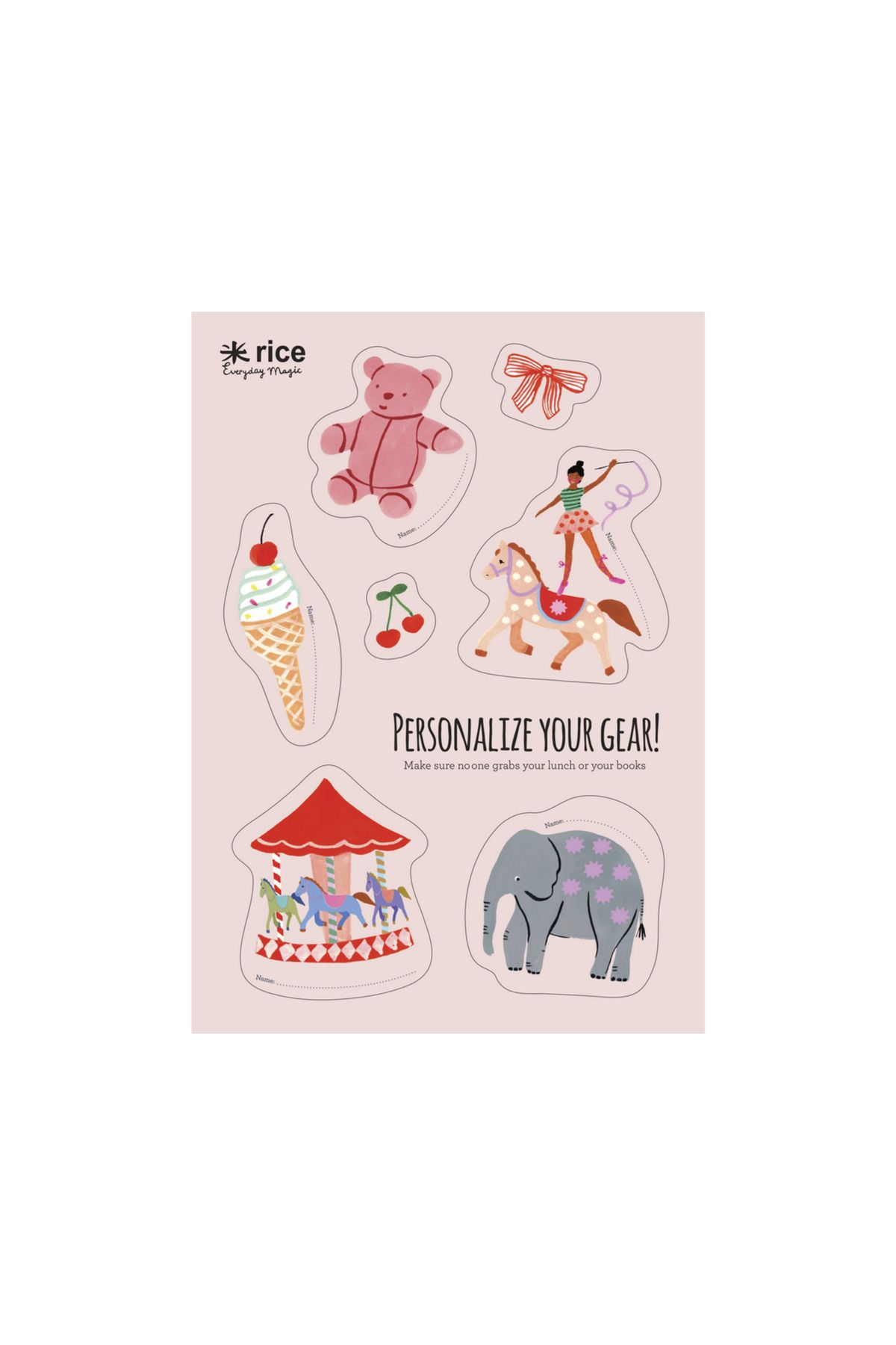 RICE Stickers Lunchbox - Pembe Lunapark