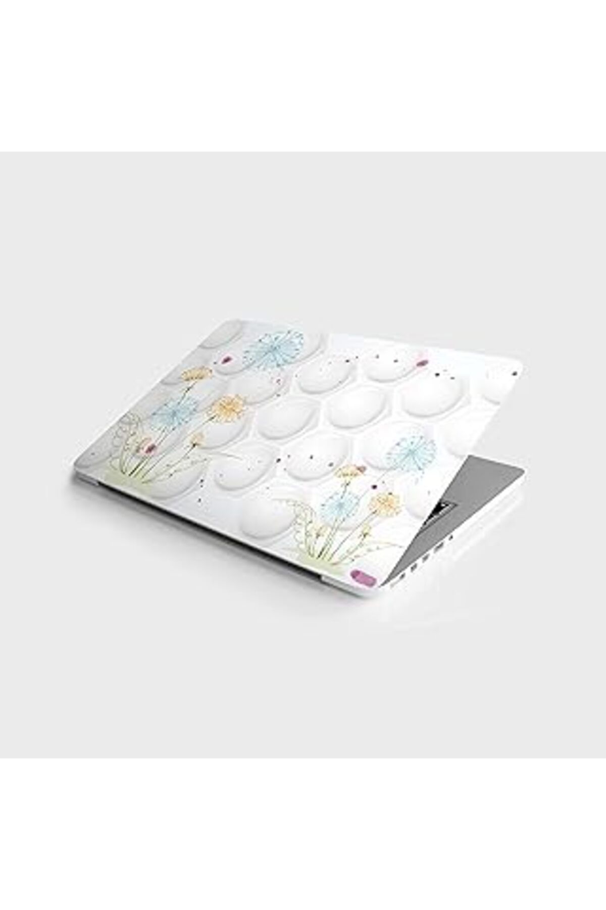 Mu Art Ahşap Laptop Sticker Notebook Pc Kaplama Etiketi Renkli Çiçek
