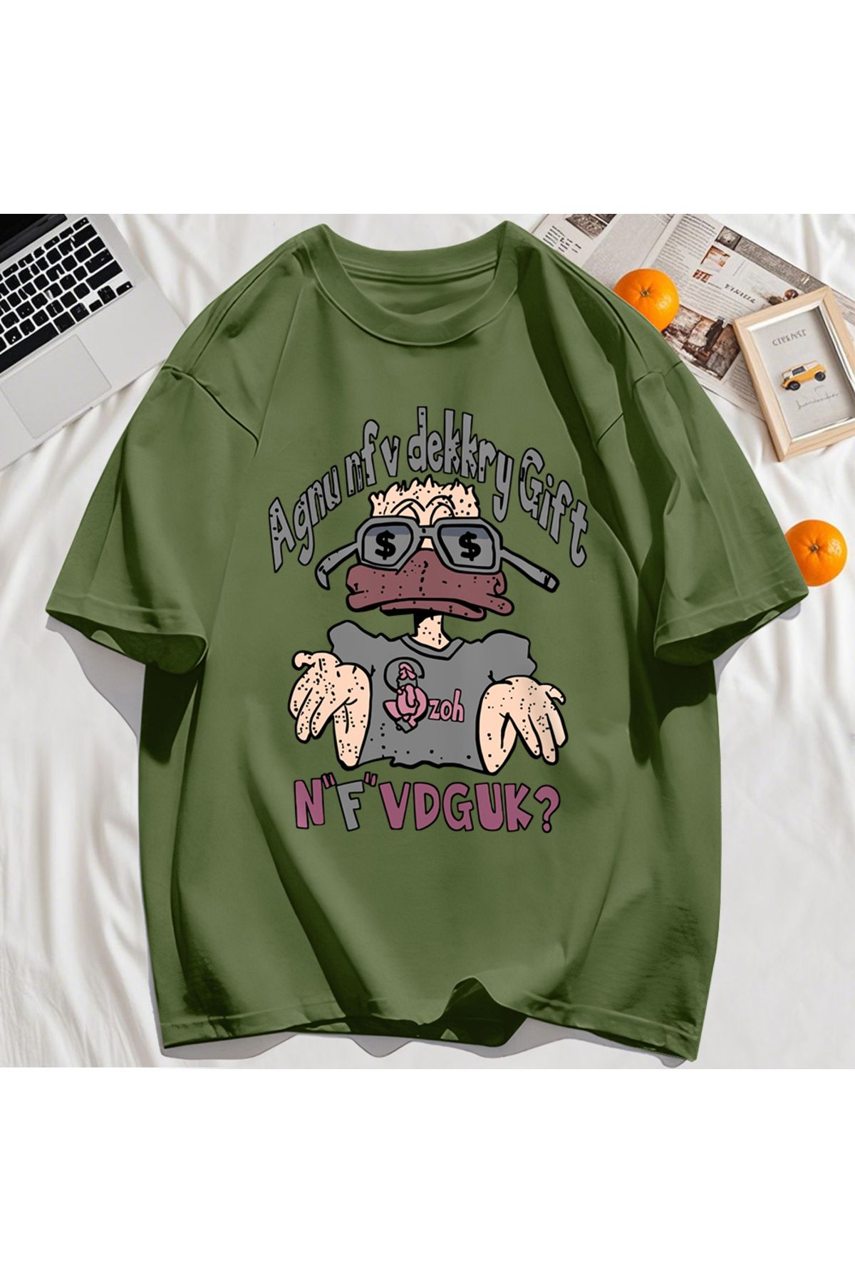 StartMore Y2k Vintage Tişört Tee Bir İnsan Gözlük Giyen Baskı