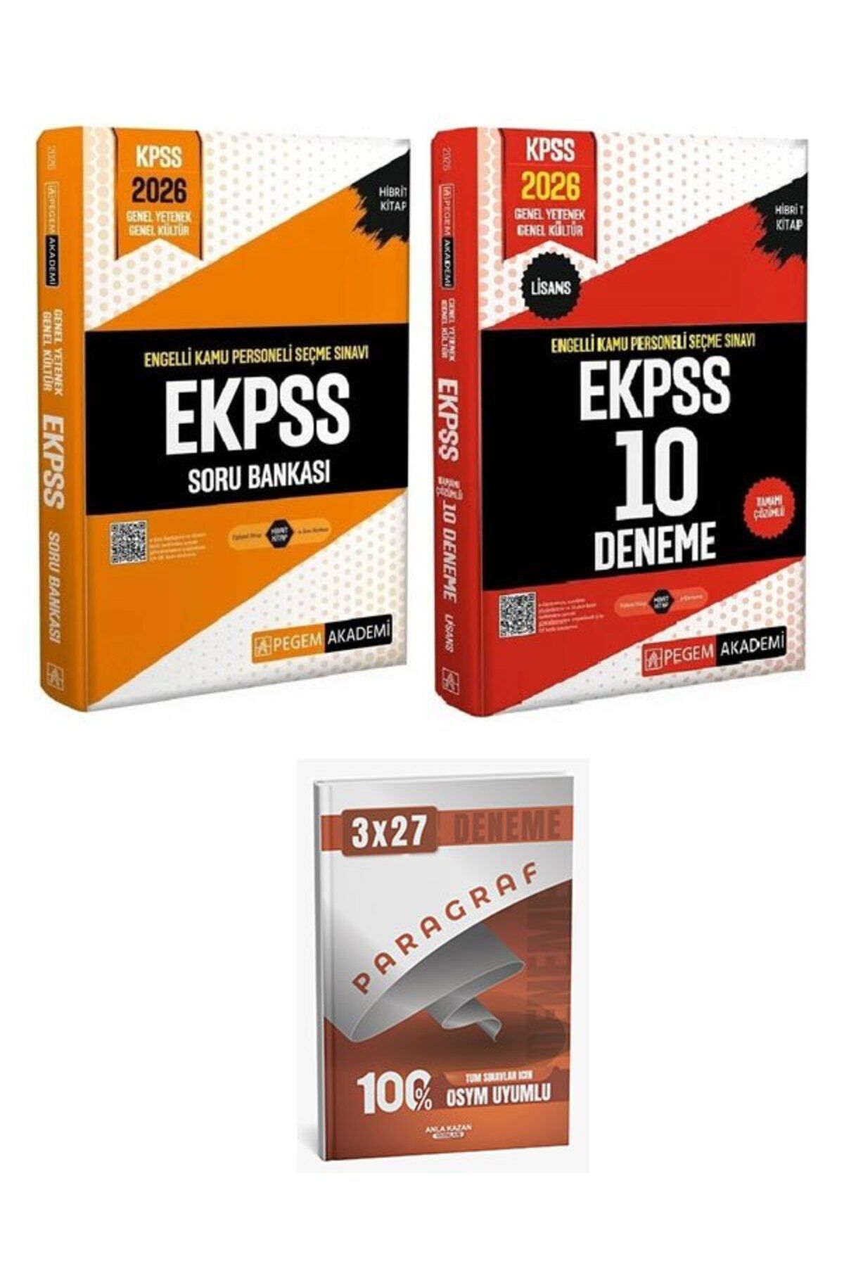 Anla Kazan Yayınları Pegem 2026 EKPSS Soru Bankası + 10 Deneme 2 li Set+Anla Kazan Paragraf