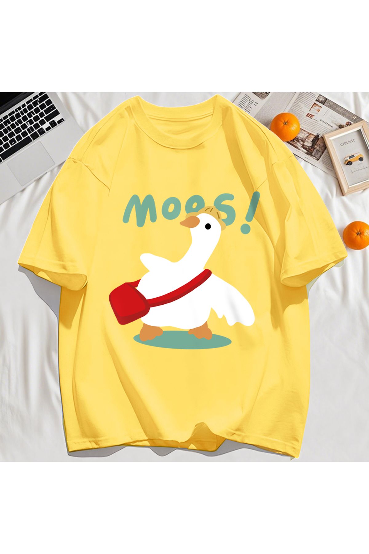 StartMore Y2k Vintage Tişört Tee Sevimli çizimli çanta Ördek Desen