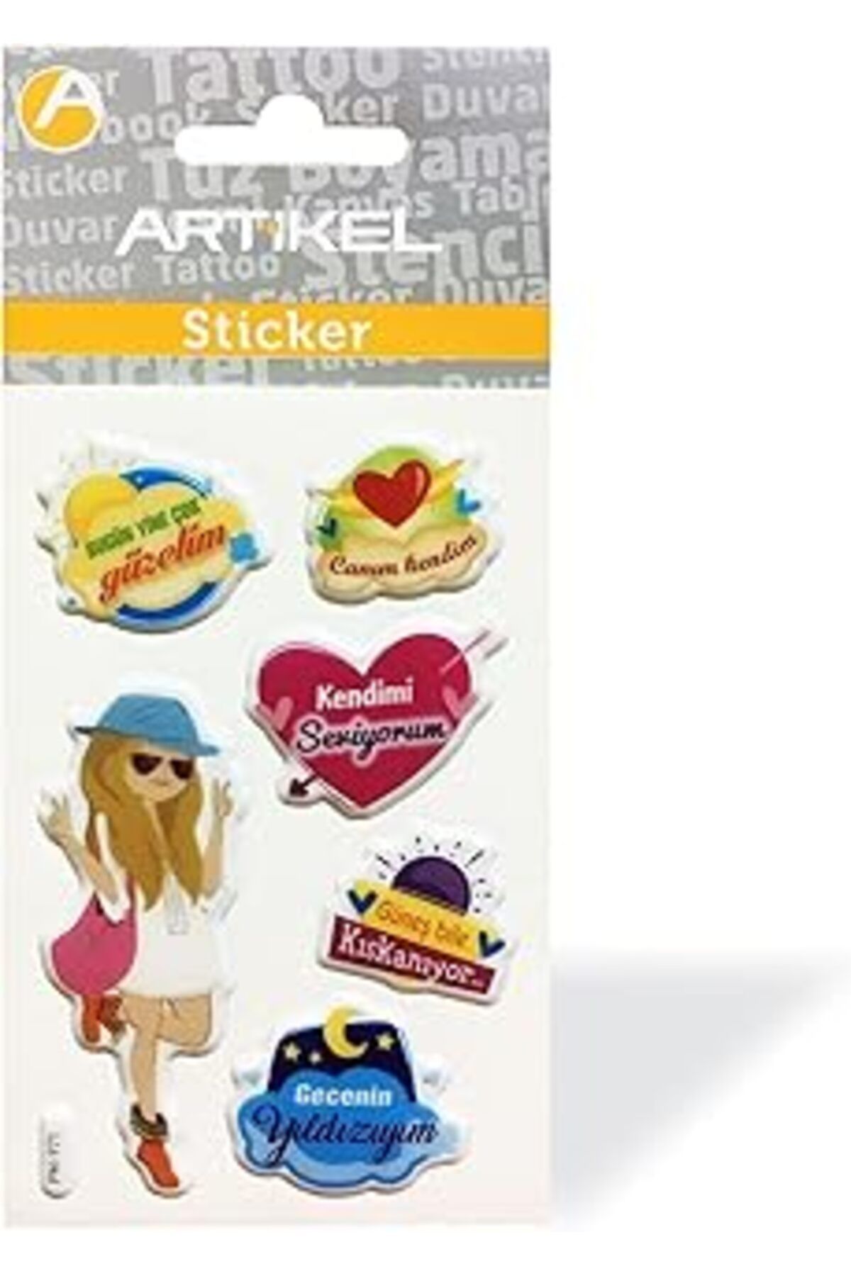 Mu Art Ahşap Artikel Pm-971 Özgür Kız Puffy Sticker, Puffy Çıkartma 7,5x11,5 Cm