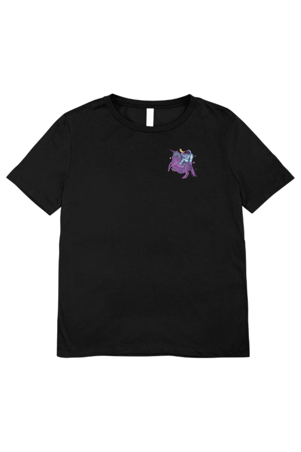 madeora Baskılı Unisex Siyah Tişört, CANLI RENKLİ SOLMAZ