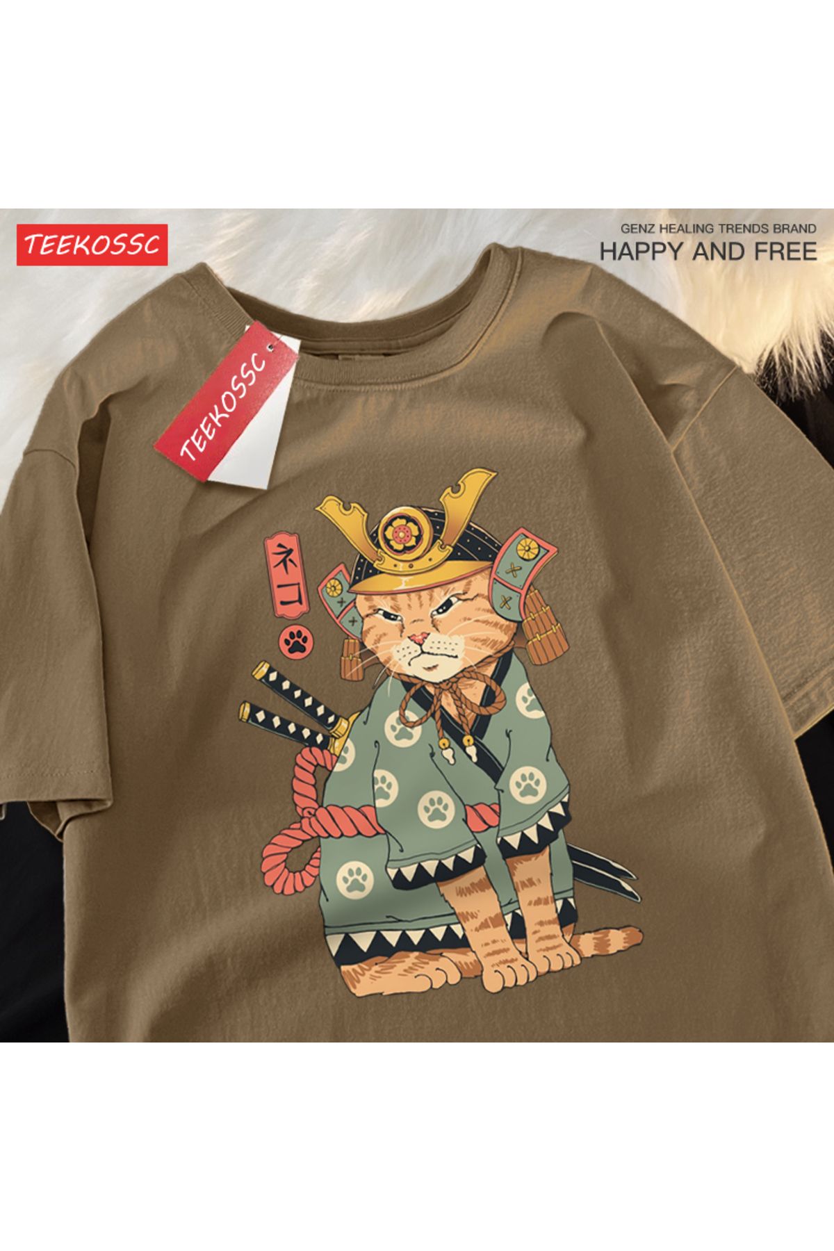 StartMore Y2k Vintage Tişört Tee Japon Harajuku hayalet kılıçlı kedi