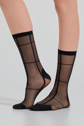 Katia & Bony Kadın Kareli İnce Soket Çorap Siyah