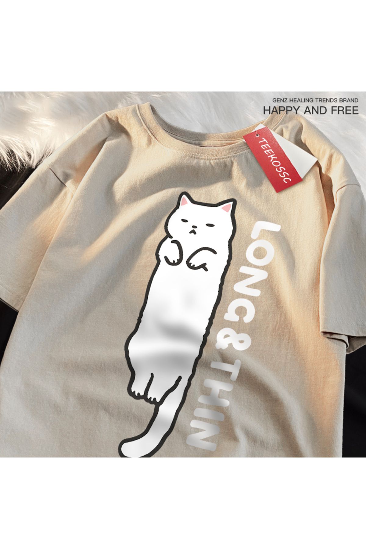 StartMore Y2k Vintage Tişört Tee Eğlenceli ince beyaz kedi japon tarzı