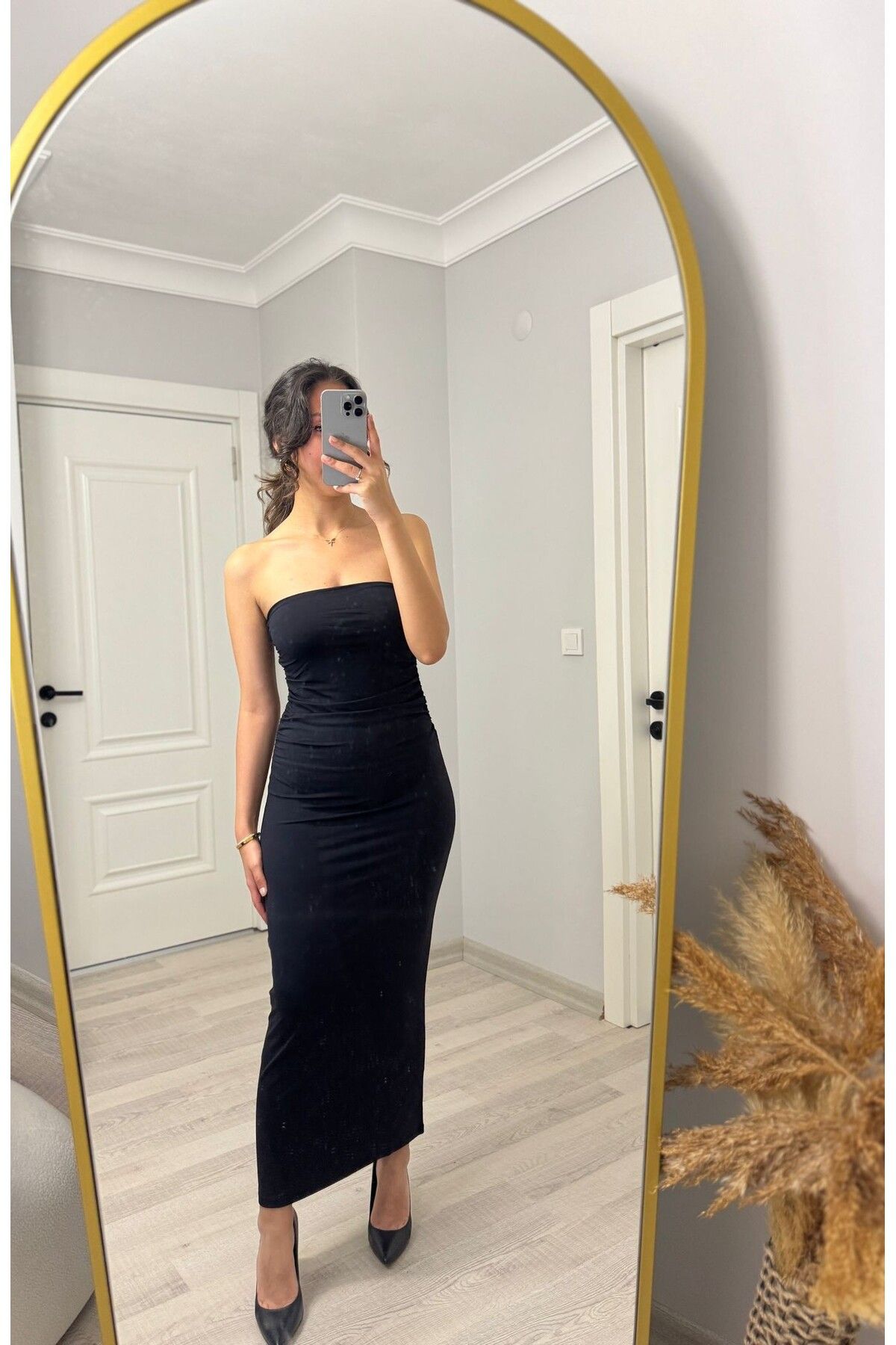 MasalBoutiquee KADIN SİYAH STRAPLEZ ELBİSE