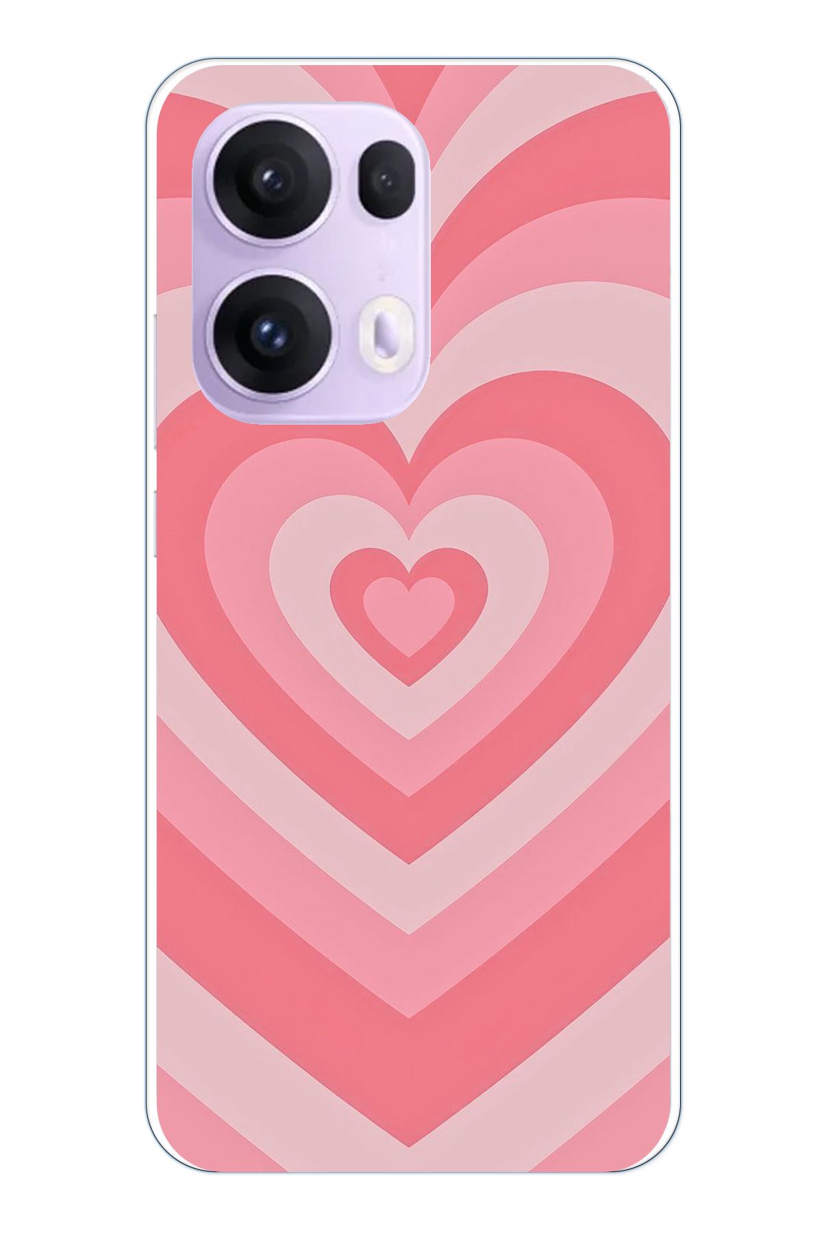 TechTree OPPO Reno 13 PRO Uyumlu Pembe Kalpler Şeffaf Silikon Kılıf