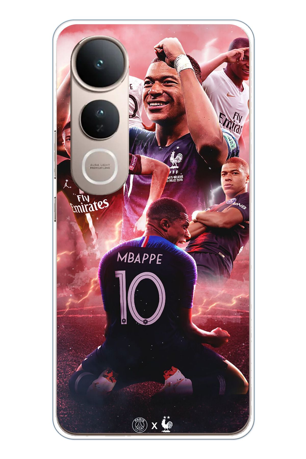 TechTree Vivo V50 Lite Uyumlu Mbappe Sevinçler Şeffaf Silikon Kılıf