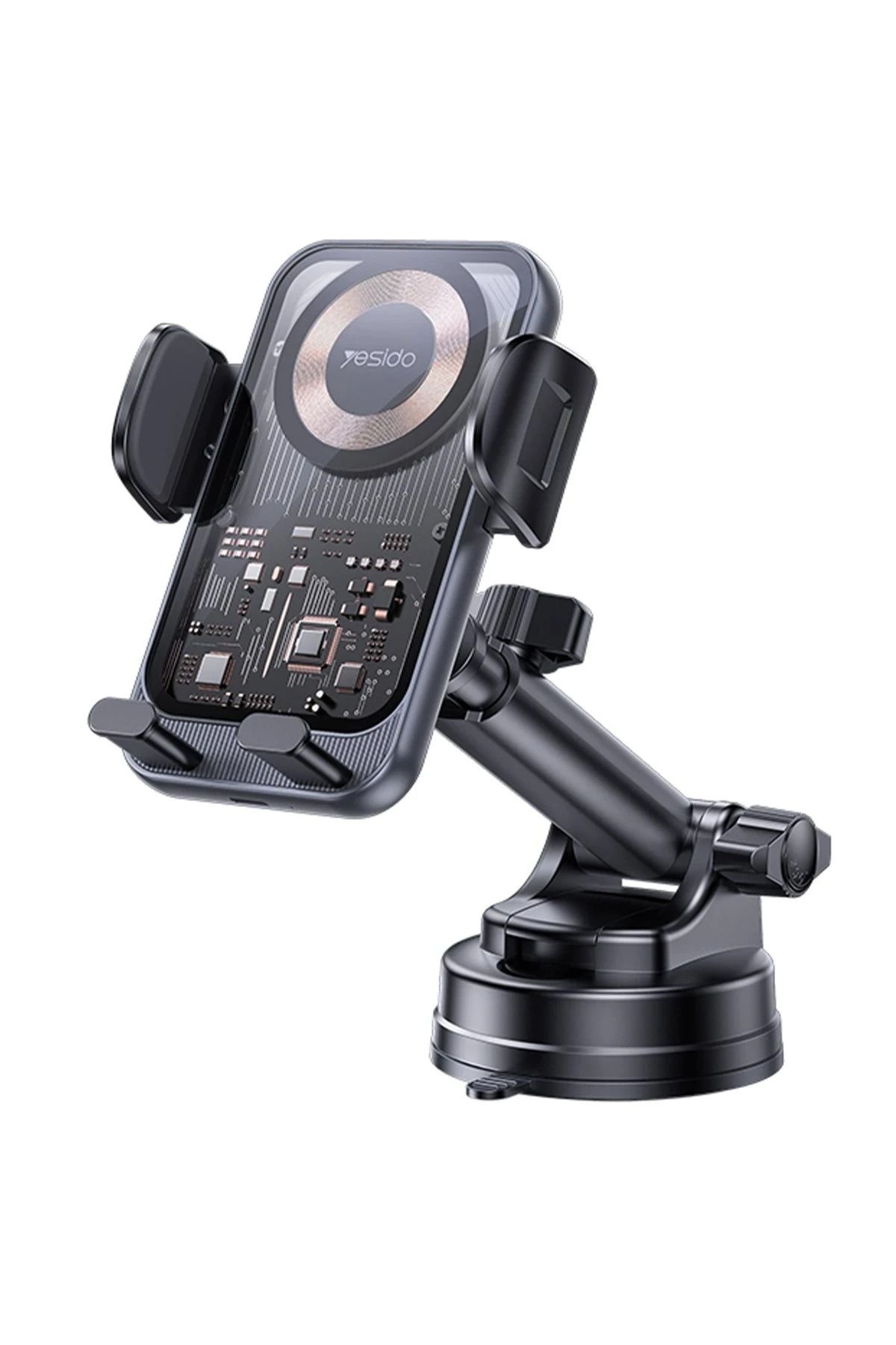 WANNA PROTECT Yapışkanlı 360 Derece Ayarlanabilir Cam Yüzeyli 15W Kablosuz Şarjlı Magsafe Araç Telefon Tutucu C307