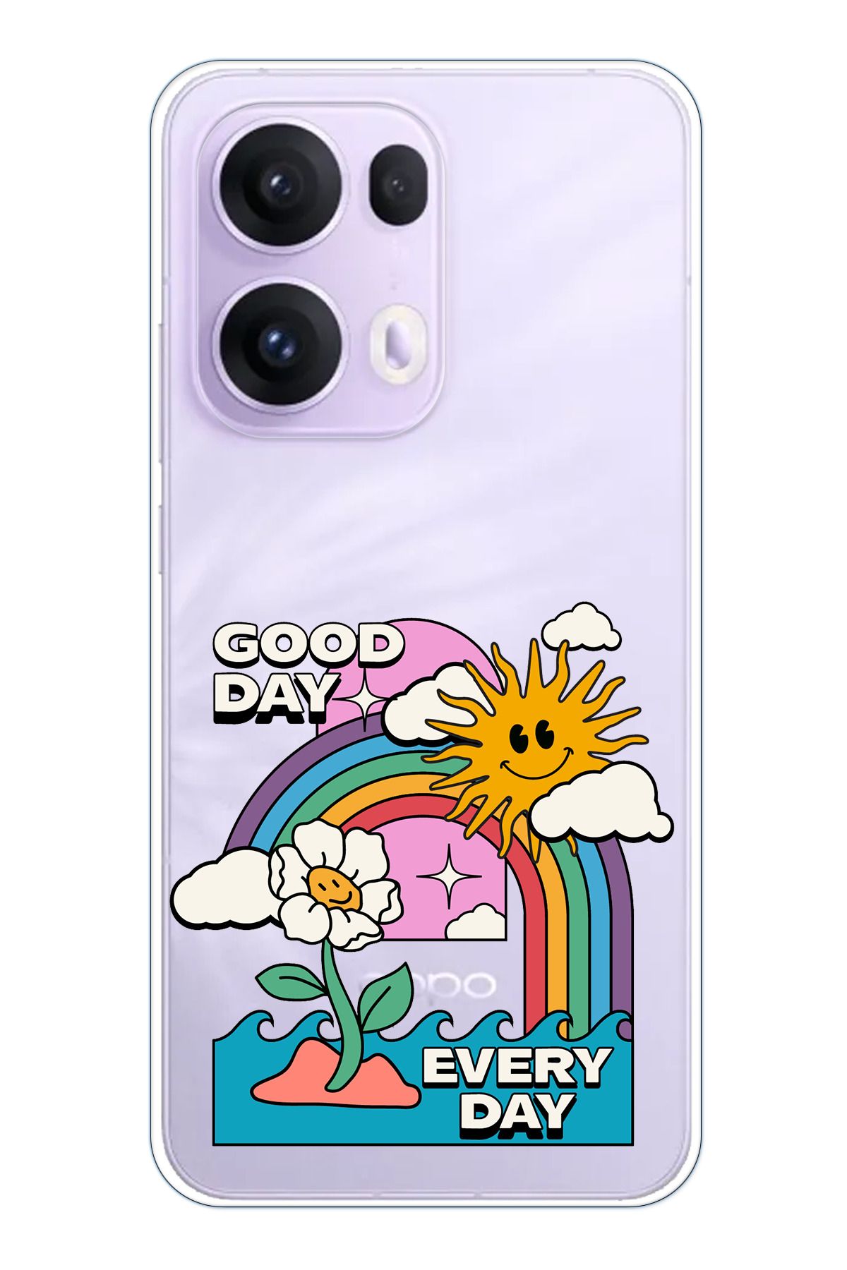 TechTree OPPO Reno 13 PRO Uyumlu Good Day Every Day Tasarımlı Şeffaf Silikon Kılıf
