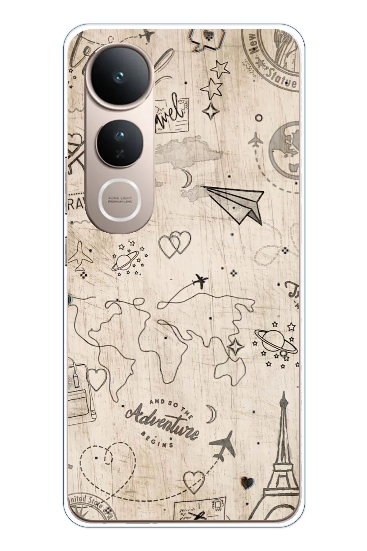 TechTree Vivo V50 Lite Uyumlu Travel Tasarımlı Şeffaf Silikon Kılıf