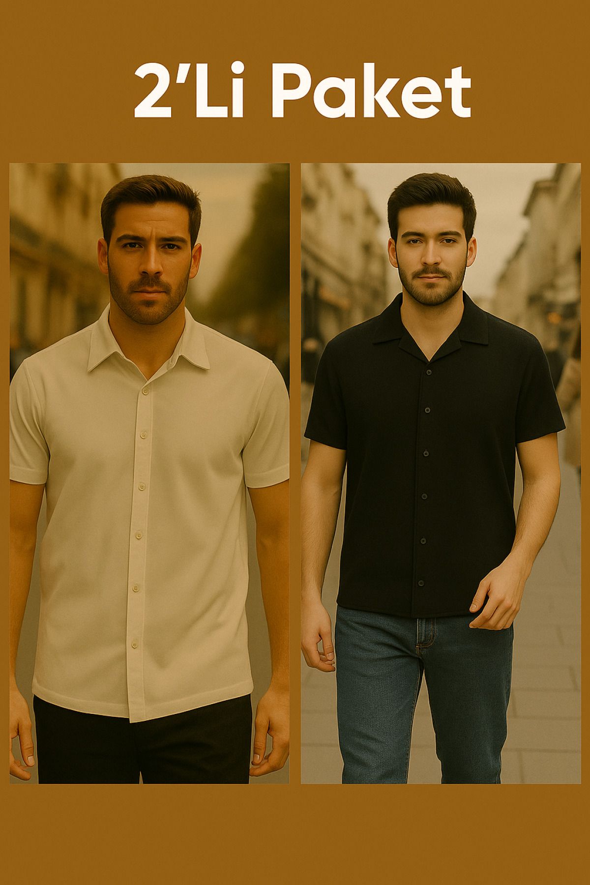 DAMGA JEANS Erkek 2 Li Paket Rahat Yazlık Kısa Kollu Gömlek