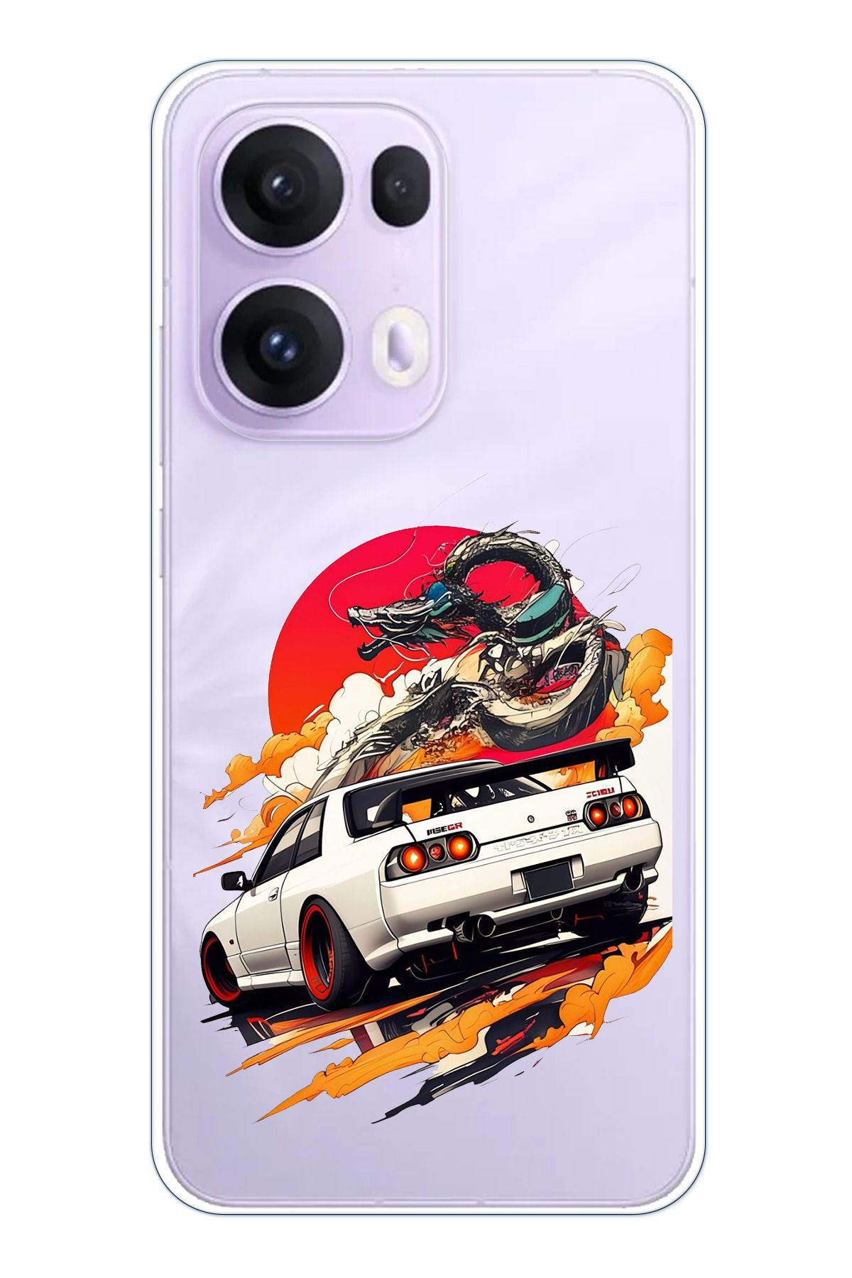 TechTree OPPO Reno 13 PRO Uyumlu GTR Güneş Ejderha Tasarımlı Şeffaf Silikon Kılıf