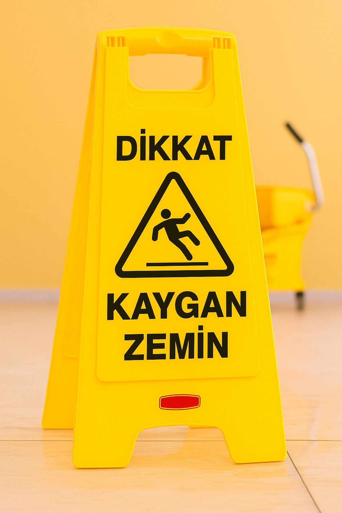Trendpazarım Dikkat Kaygan Zemin Uyarı Levhası - Sarı Plastik Zemin Uyarı Tabelası