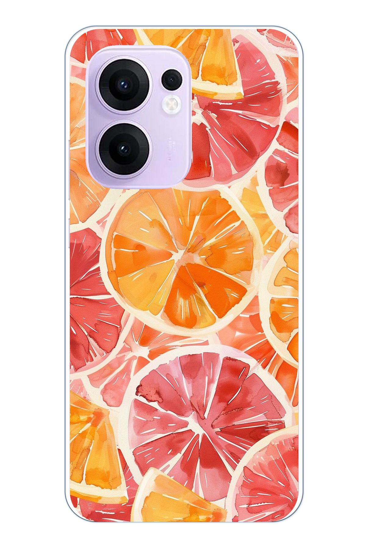 TechTree OPPO Reno 13F Uyumlu Portakal Sulu Boya Şeffaf Silikon Kılıf