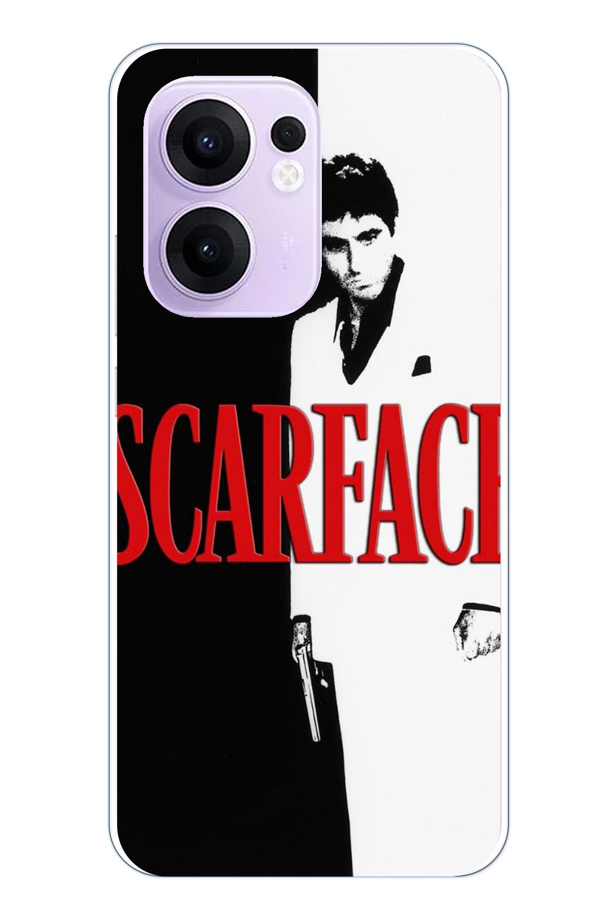 TechTree OPPO Reno 13F Uyumlu Scarface Kapak Tasarımlı Şeffaf Silikon Kılıf