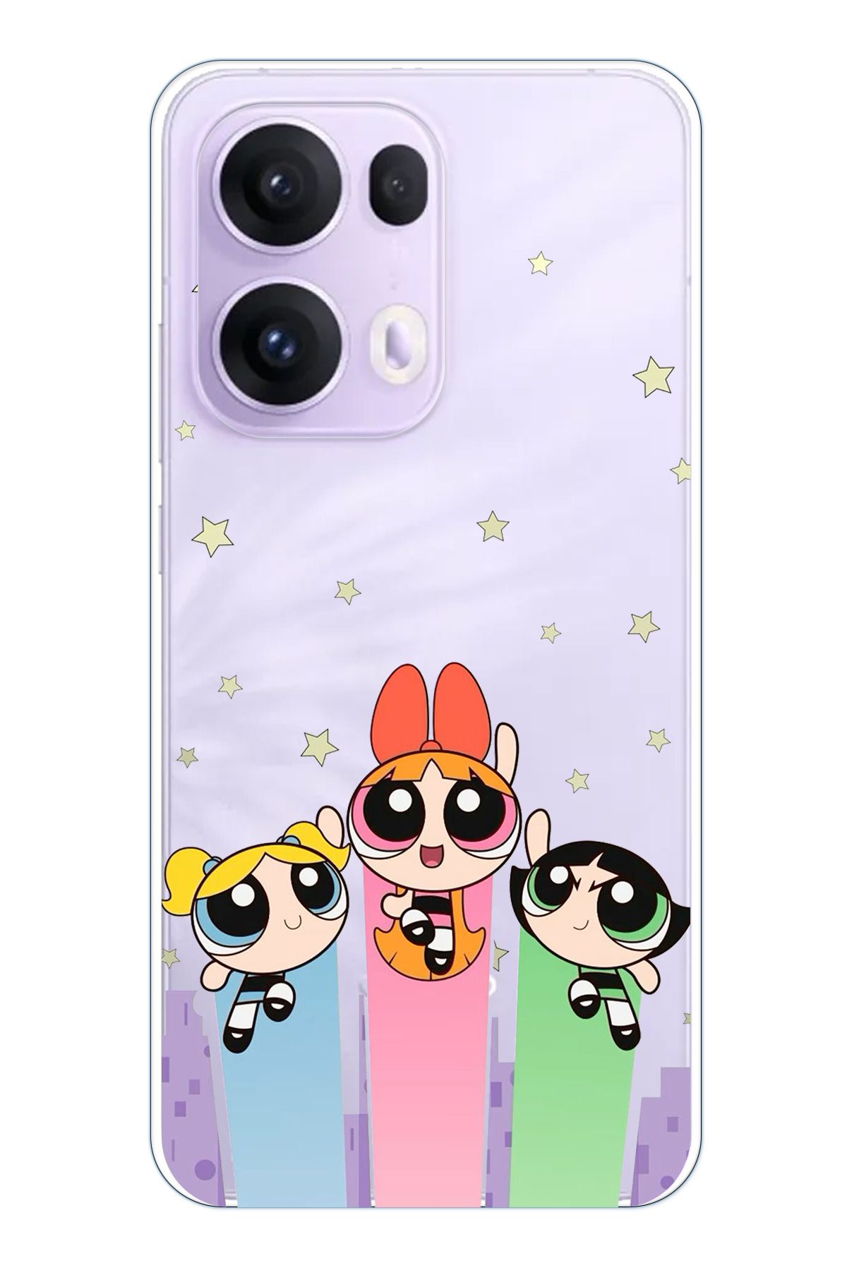 TechTree OPPO Reno 13 PRO Uyumlu Powerpuff Girls Tasarımlı Şeffaf Silikon Kılıf