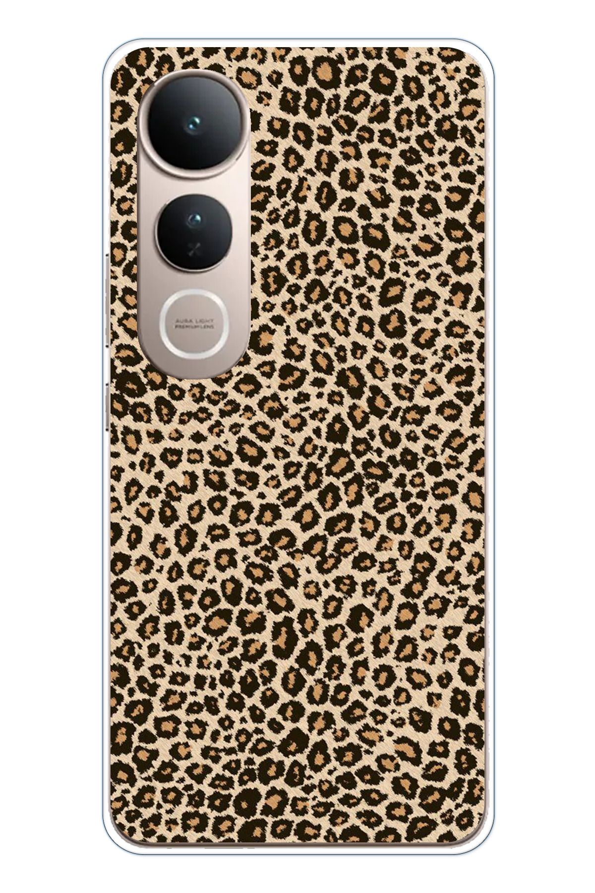 TechTree Vivo V50 Lite Uyumlu Leopar Tasarımlı Şeffaf Silikon Kılıf
