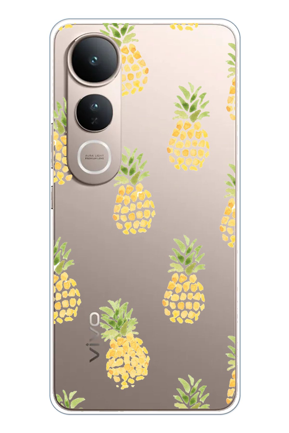 TechTree Vivo V50 Lite Uyumlu Ananas Tasarımlı Şeffaf Silikon Kılıf