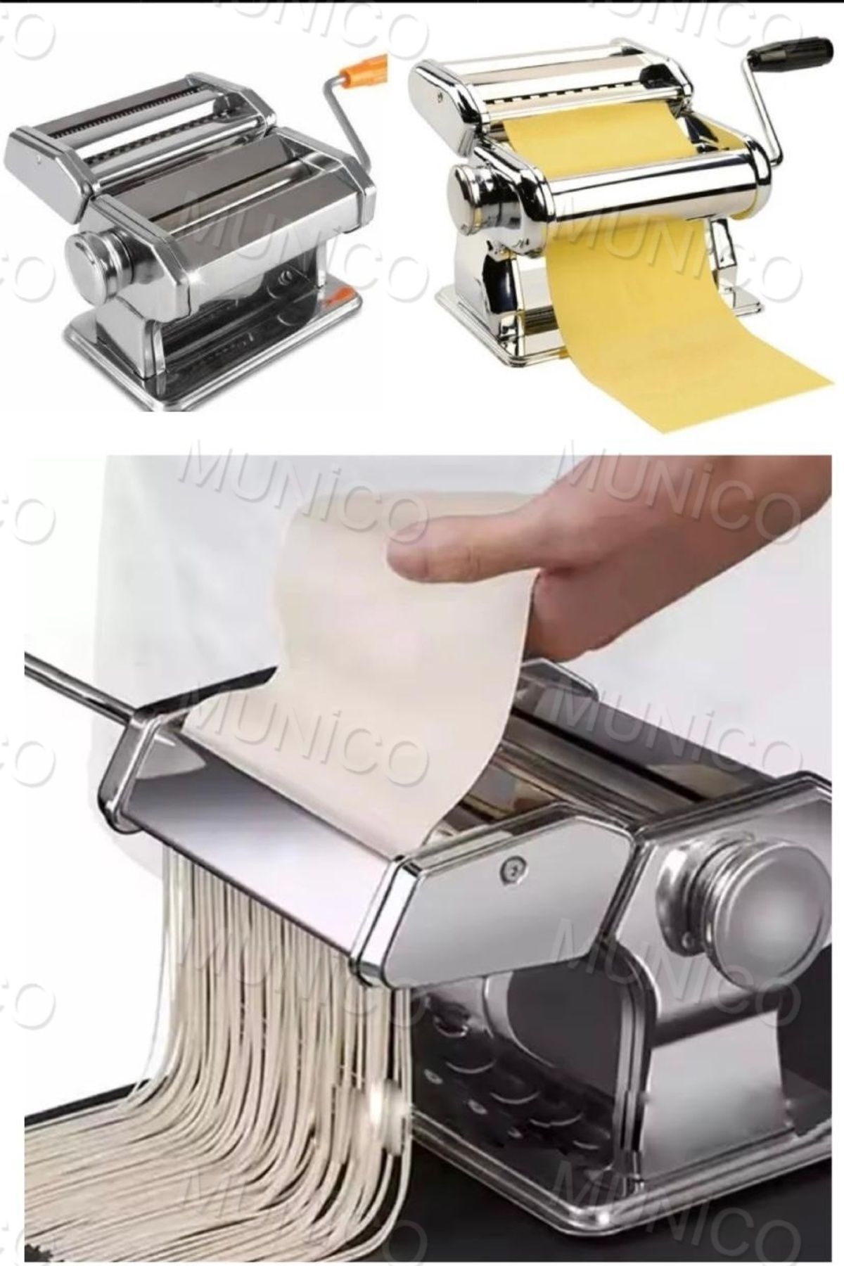 Munico Makarna Makinesi Kalınlık Ayarı Taze Ev Yapımı Spagetti Lazanya El Krank Erişte Makinesi Alfredo