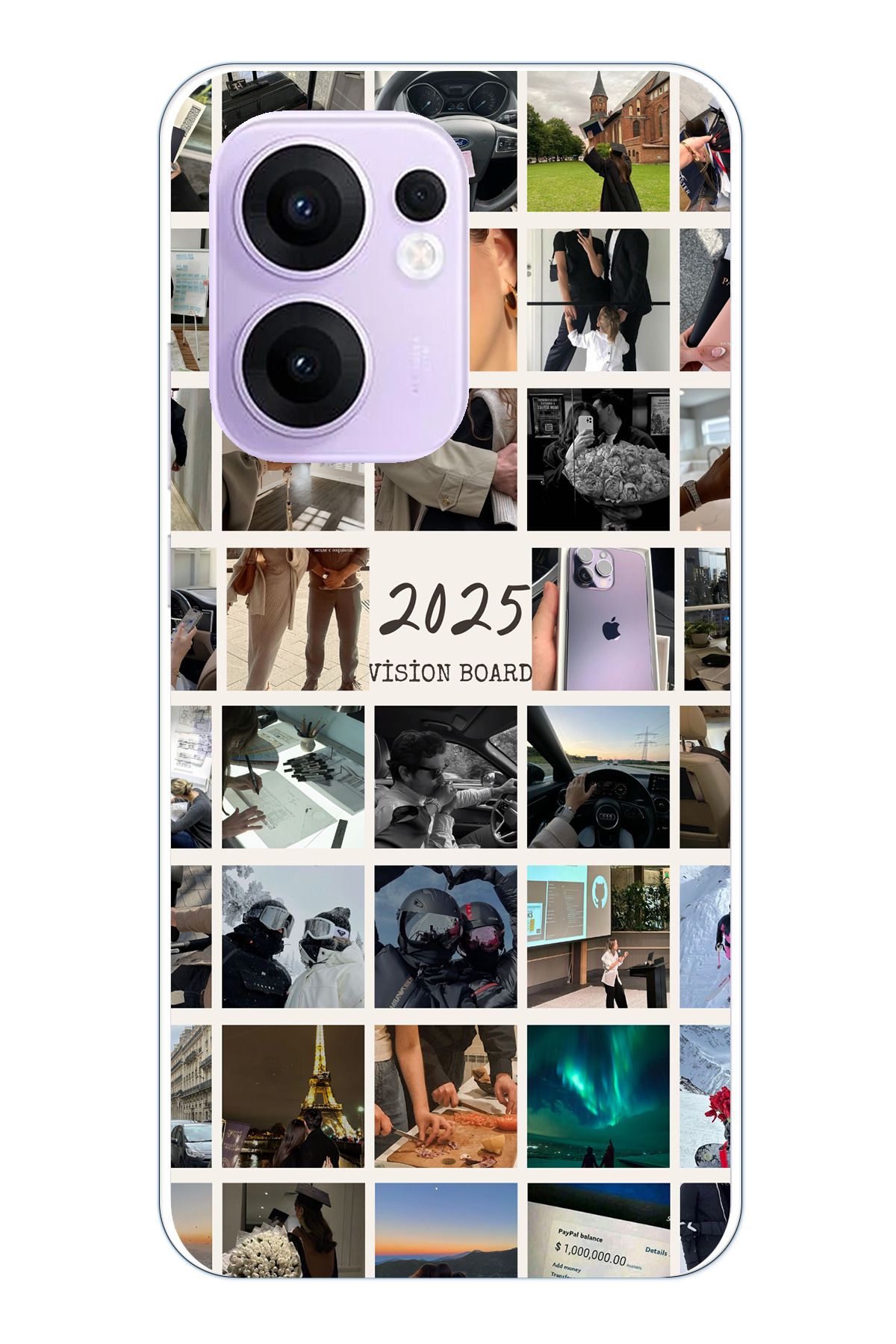 TechTree OPPO Reno 13F Uyumlu 2025 Vision Board Hayal Panosu Tasarımlı Şeffaf Silikon Kılıf
