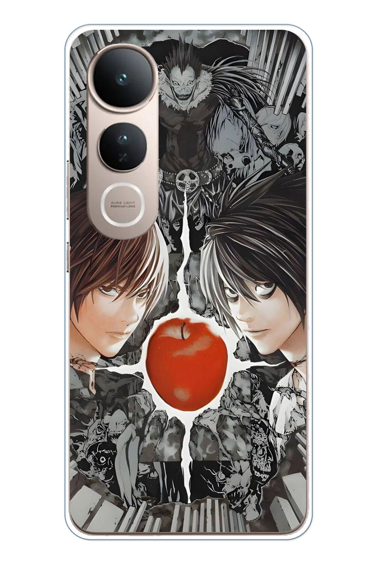 TechTree Vivo V50 Lite Uyumlu Death Note Kapak Tasarımlı Şeffaf Silikon Kılıf