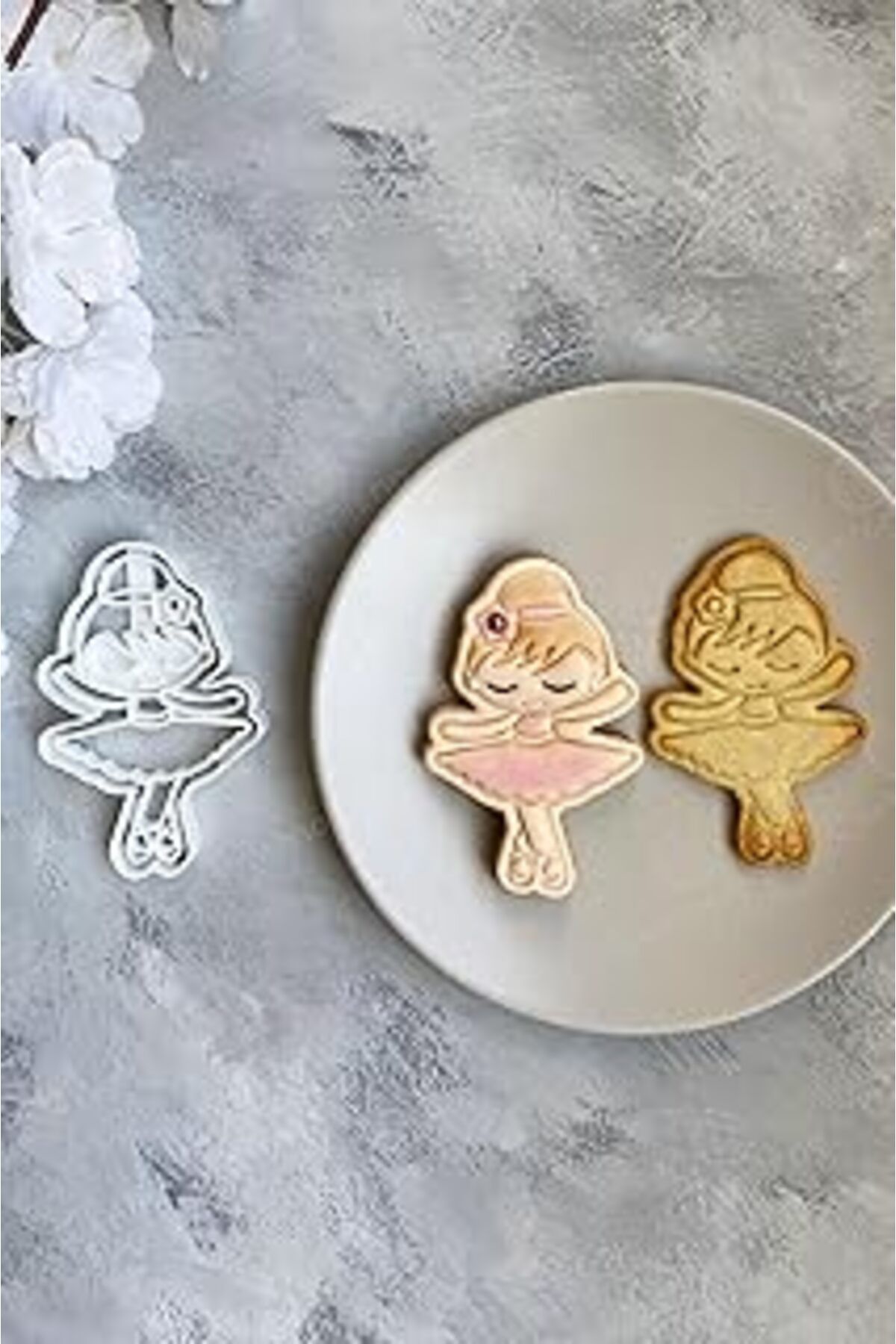 Mu Art Ahşap Cestopieno Balerin Hamur Şekillendirici/Kurabiye Kalıbı - Beyaz