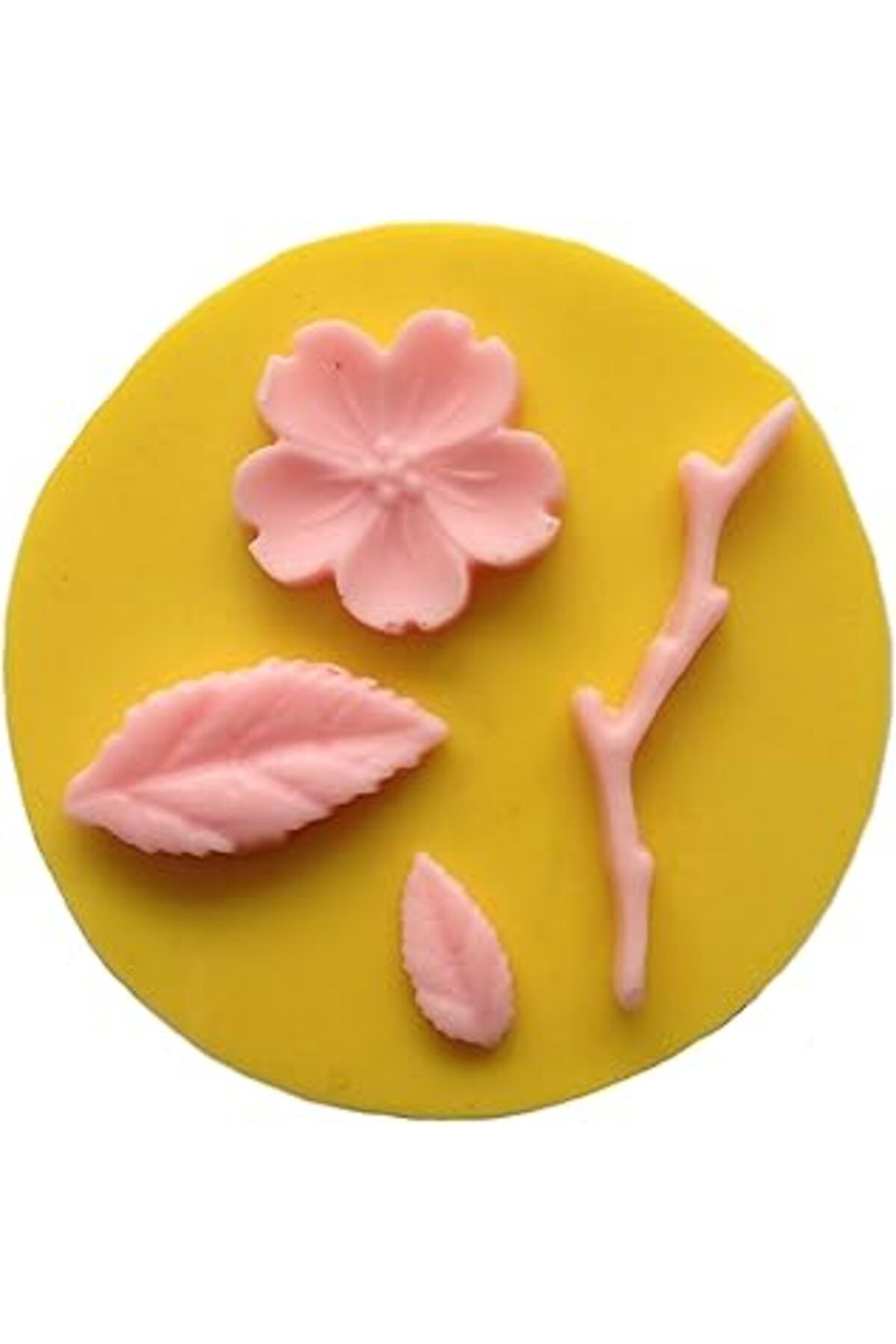 Mu Art Ahşap Dal Yaprak Ve Çiçek Figürlü Silikon Pasta Ve Seker Hamuru Kalibi