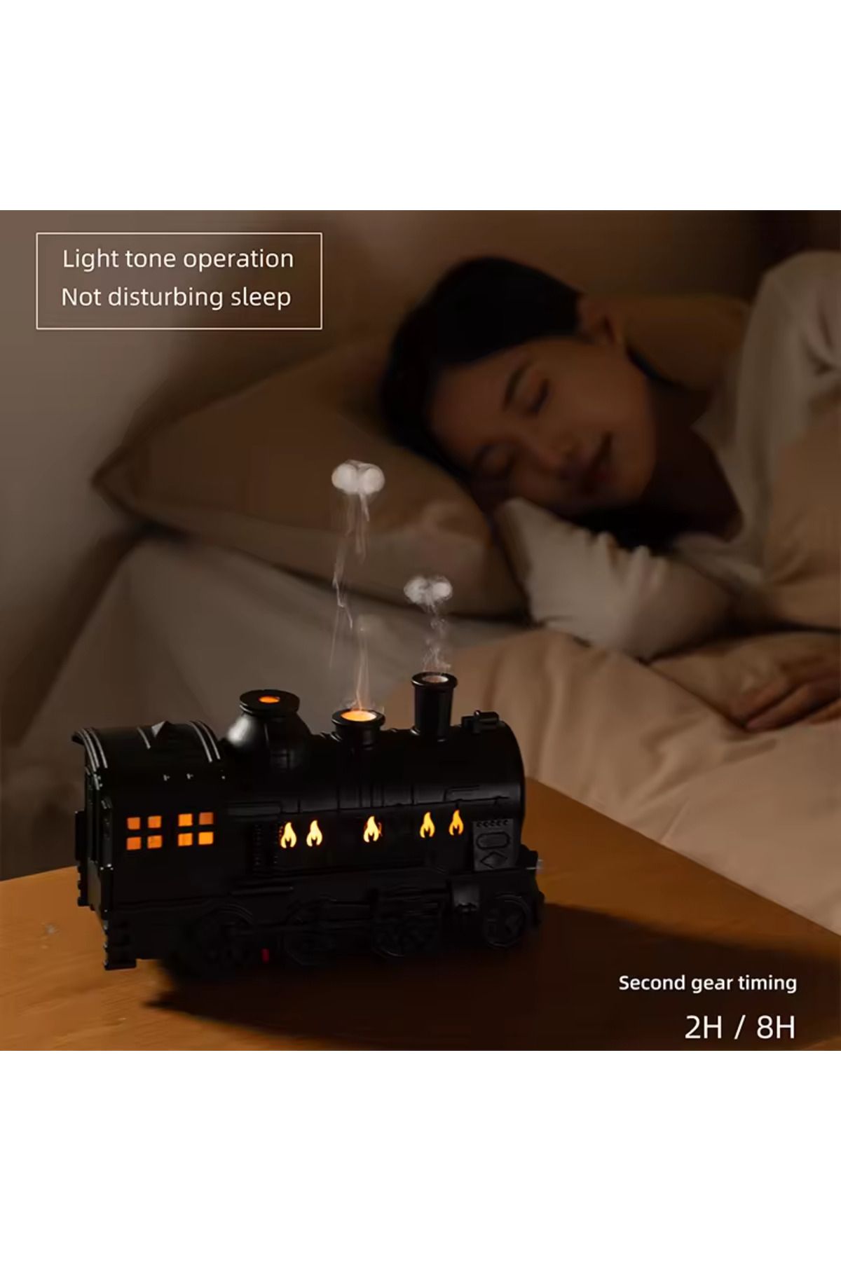 LUXE AKSESUAR 🚂 Retro Buharlı Tren Tasarımlı Buhar Difüzörü – LED Işıklı Aromaterapi & Nemlendirici Cihaz