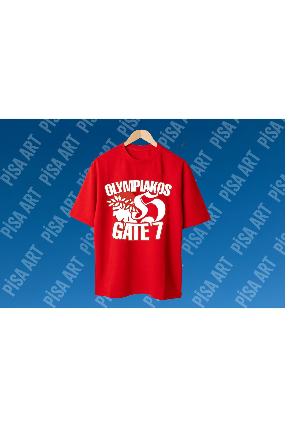 Pisa Art Yunanistan Olimpiakos Gate 4 tarafarına Özel Tasarım T-shirt