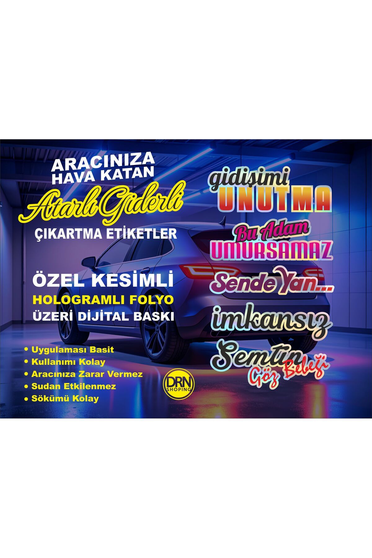 Drn Shopping Araba yazısı / etiket / cam yazısı