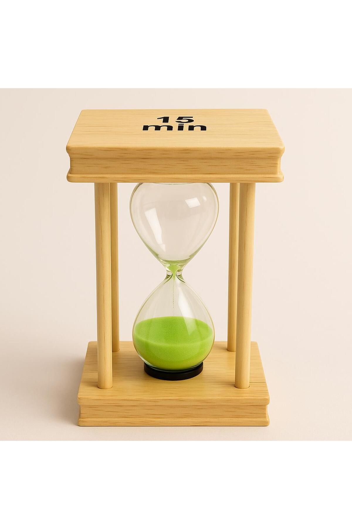 MRShopping MR Dekoratif Ahşap 15 Dakikalık Kum Saati – Pembe / Yeşil / Mor Renk Seçenekli 18 cm x 10 cm