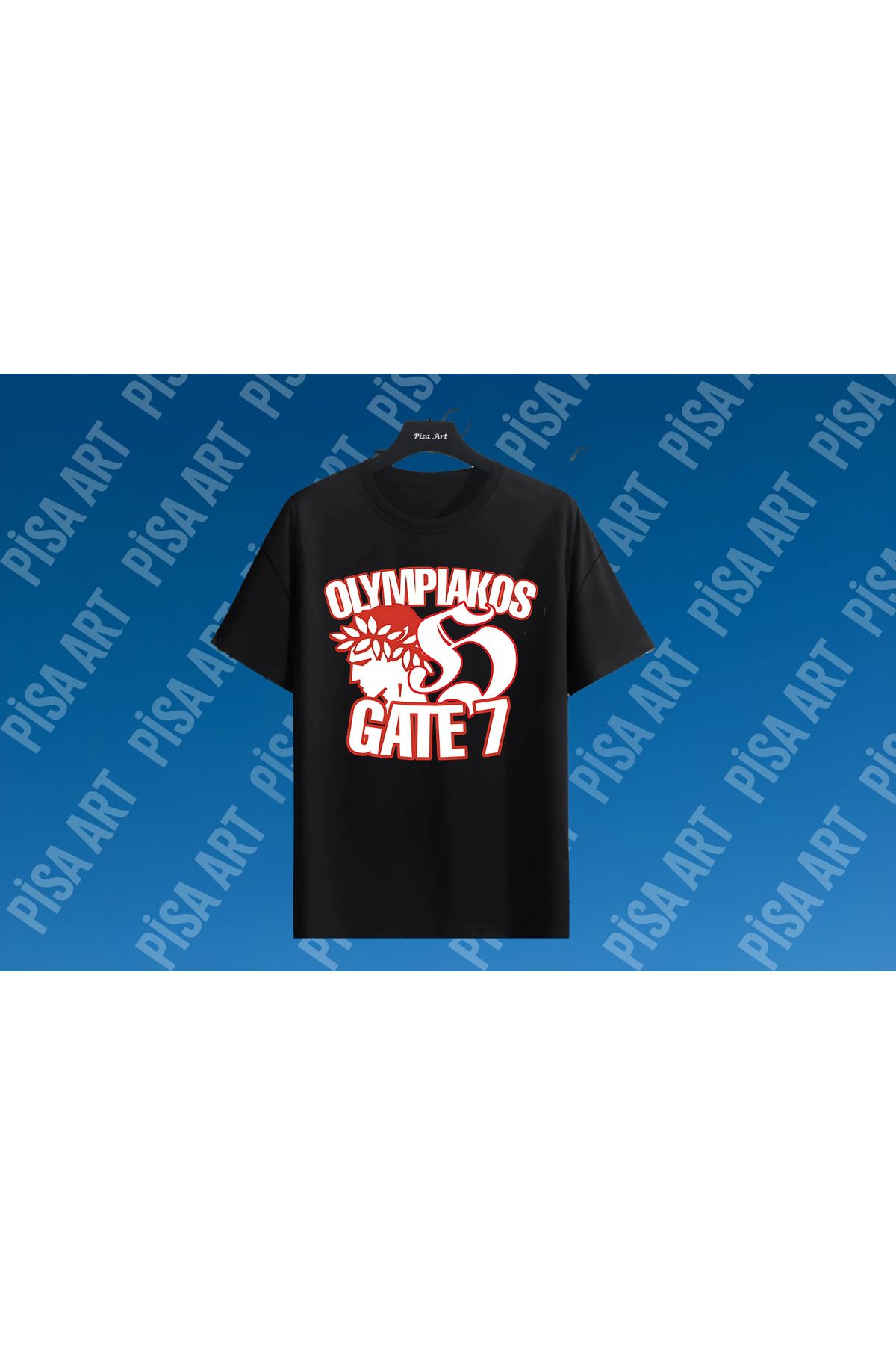 Pisa Art Yunanistan Olimpiakos Gate 4 tarafarına Özel Tasarım T-shirt