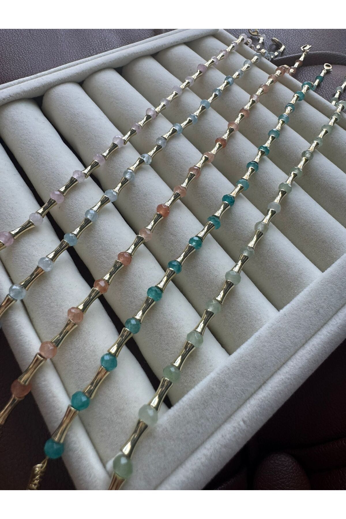 MODA Açık Mavi Boncuklu 14k Çelik Halhal 27 cm