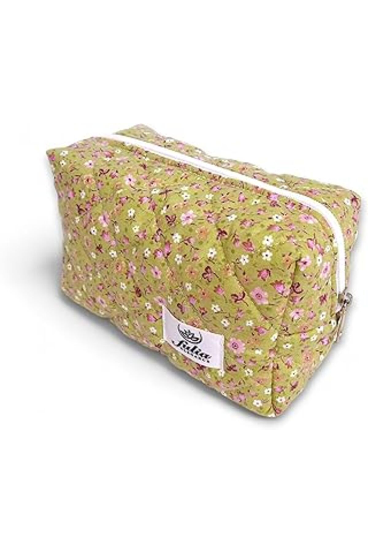 Mu Art Ahşap Makyaj Çantası | Makeup Bag | Kapitone Bakım Seyahat Kozmetik Çantası (Yeşil)