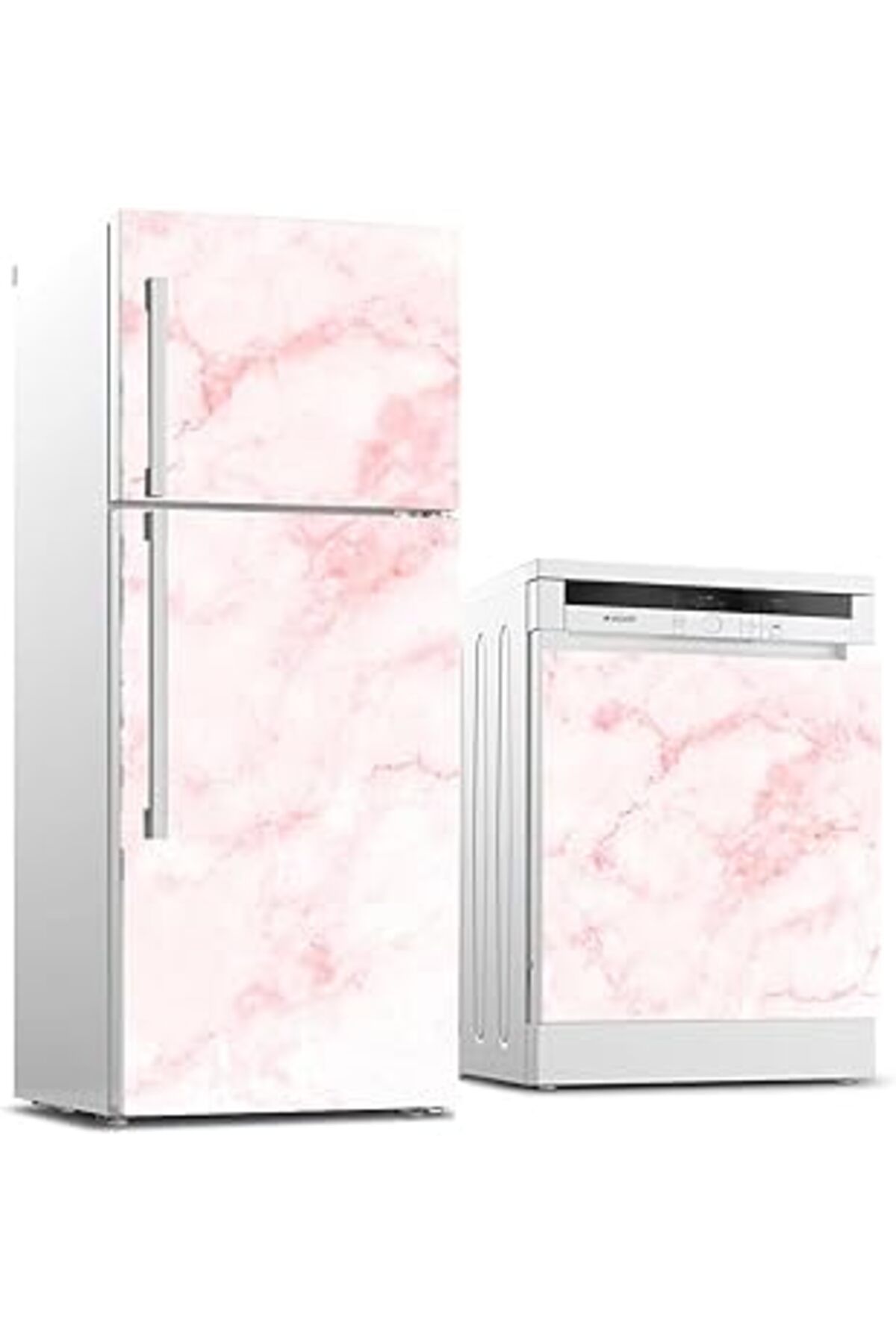 Mu Art Ahşap Buzdolabı Ve Bulaşık Makinası Beyaz Eşya Sticker Kaplama Pembe Nature