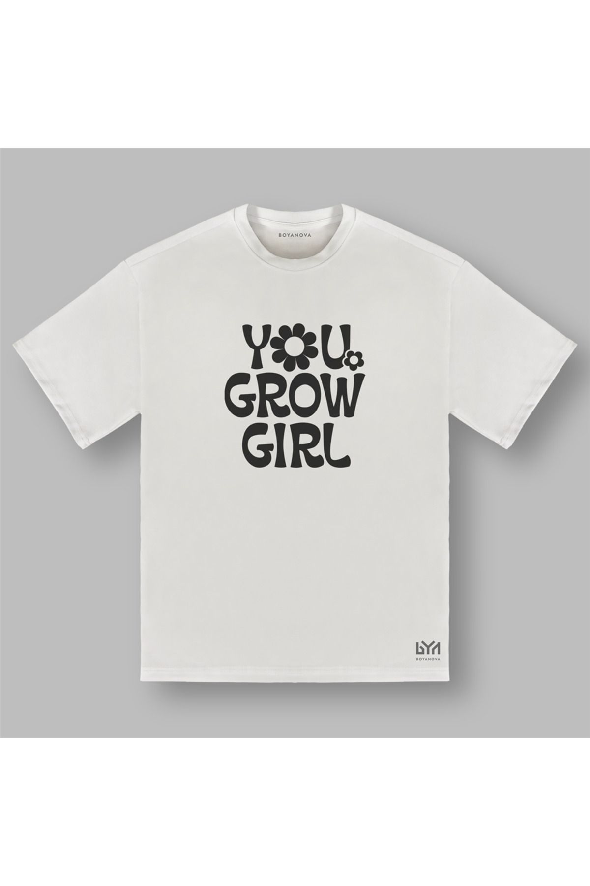 BOYANOVA You Grow Girl Kadın Oversize Ekru Tişört