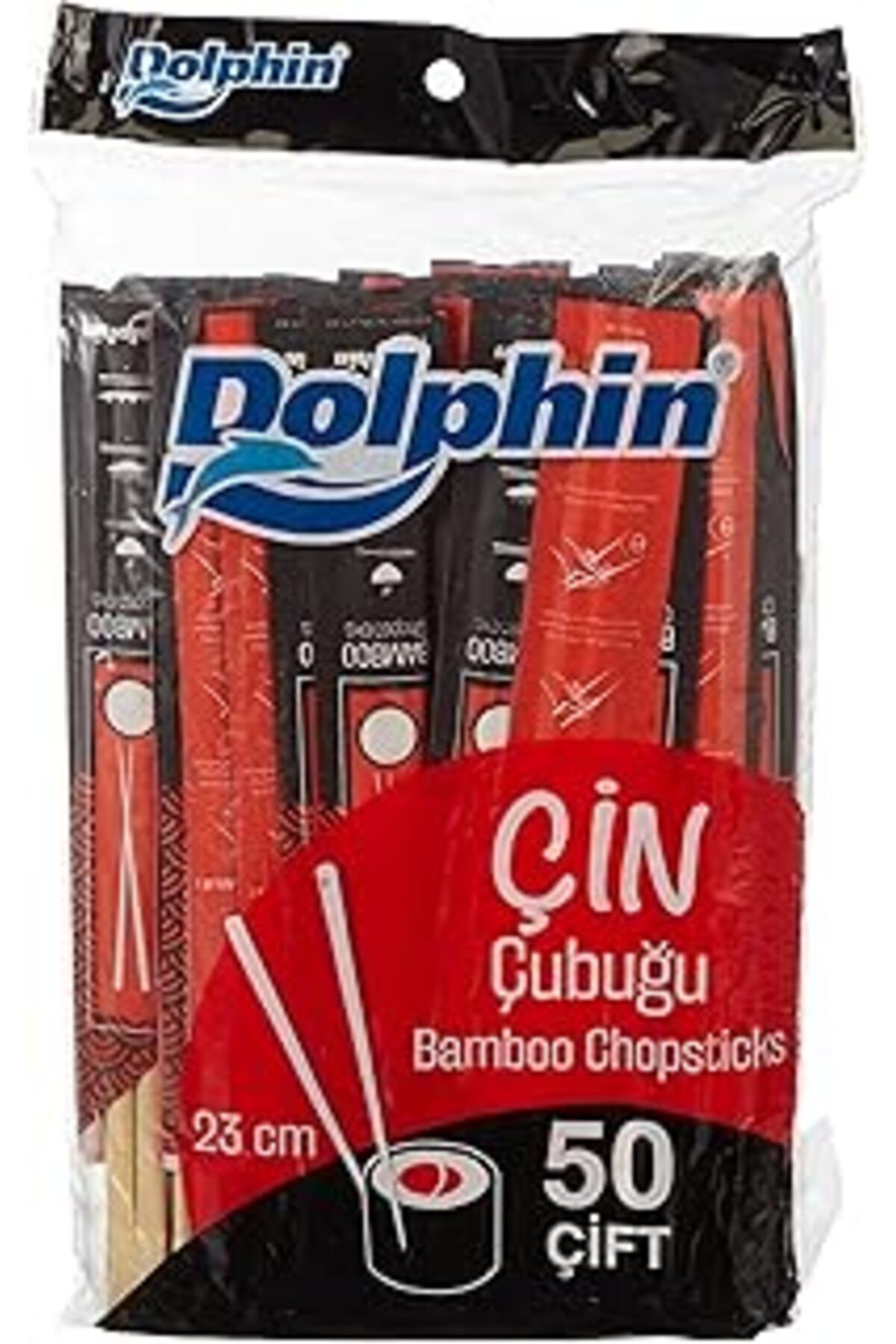 Mu Art Ahşap Kullan At Market Dolphin Çin Yemek Çubuğu-Chopsticks 23Cm 50 Çift