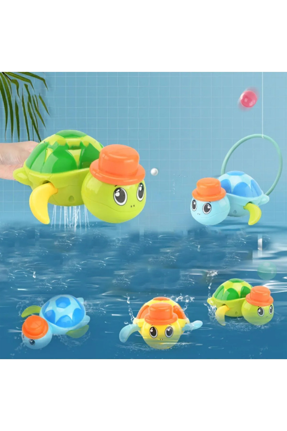 Shoplandu Sevimli Kurmalı Suda Yüzen Kaplumbağa - Banyo Küvet Havuz Deniz Oyuncağı - Mavi fotoğrafı 5 (önizleme)