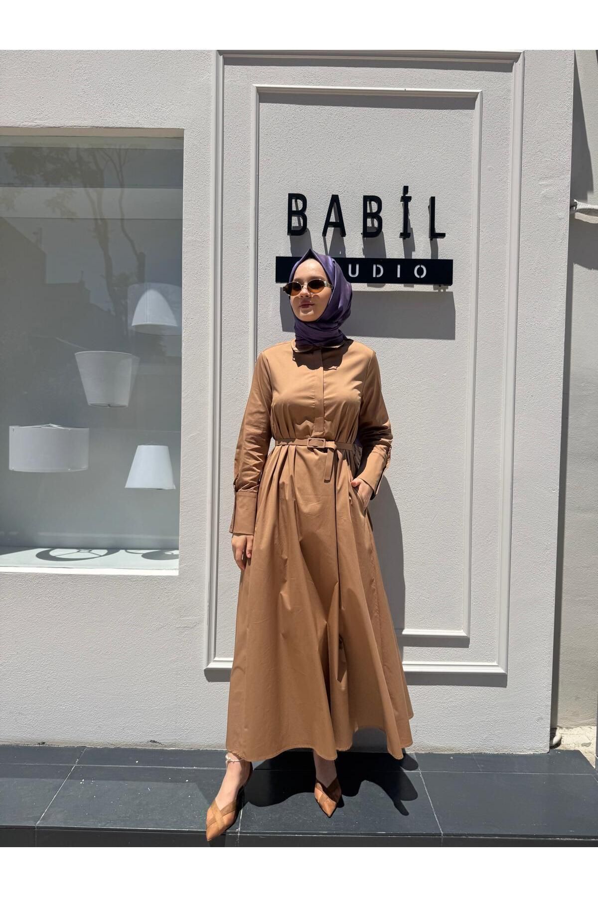 TERZİ DÜKKANI TD4253 Bol Kesim Kadın Elbise Camel