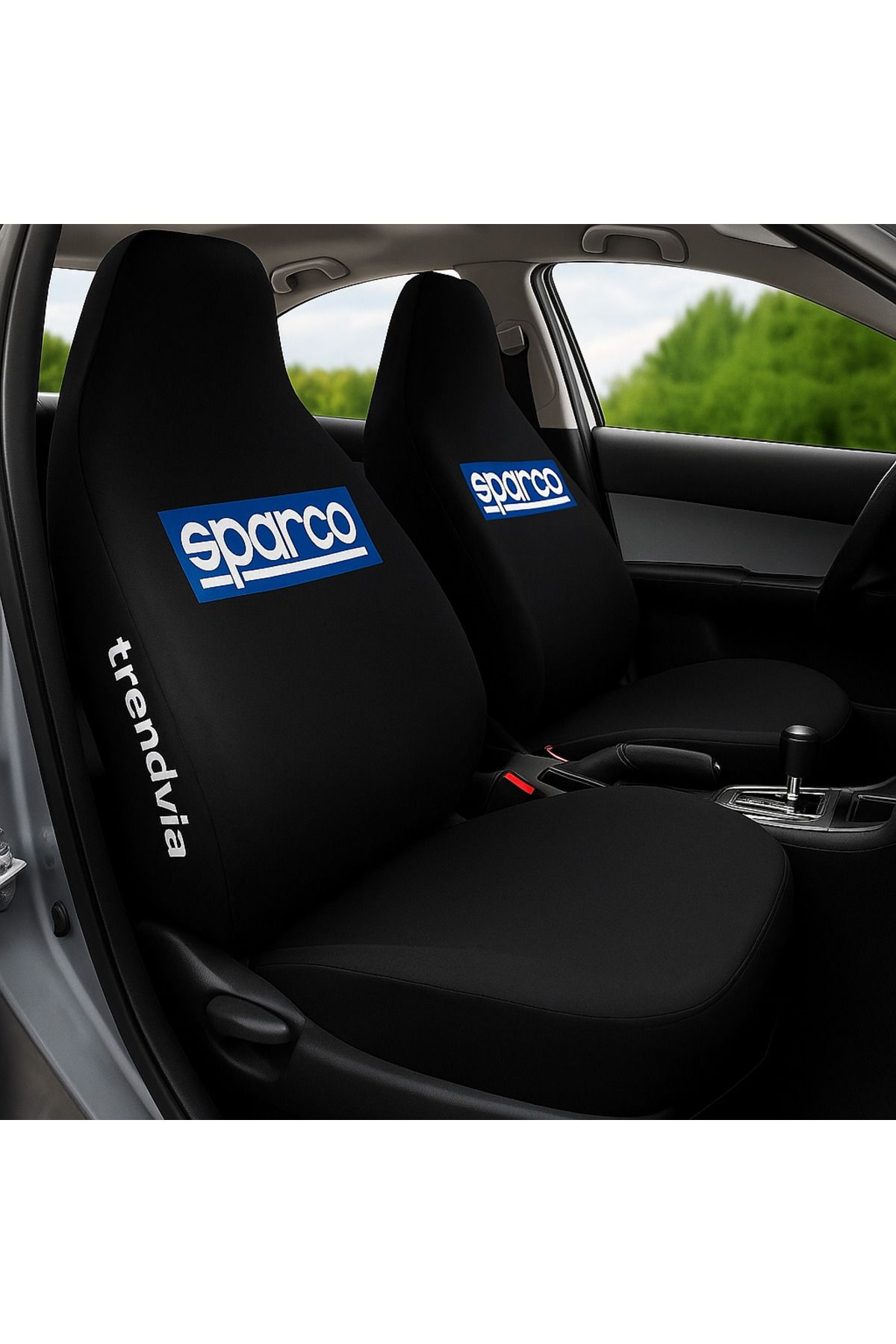 trivexa Sparco Logolu Siyah Oto Koltuk Kılıfı Takımı – Ön ve Arka Koltuk Uyumlu, Universal Set