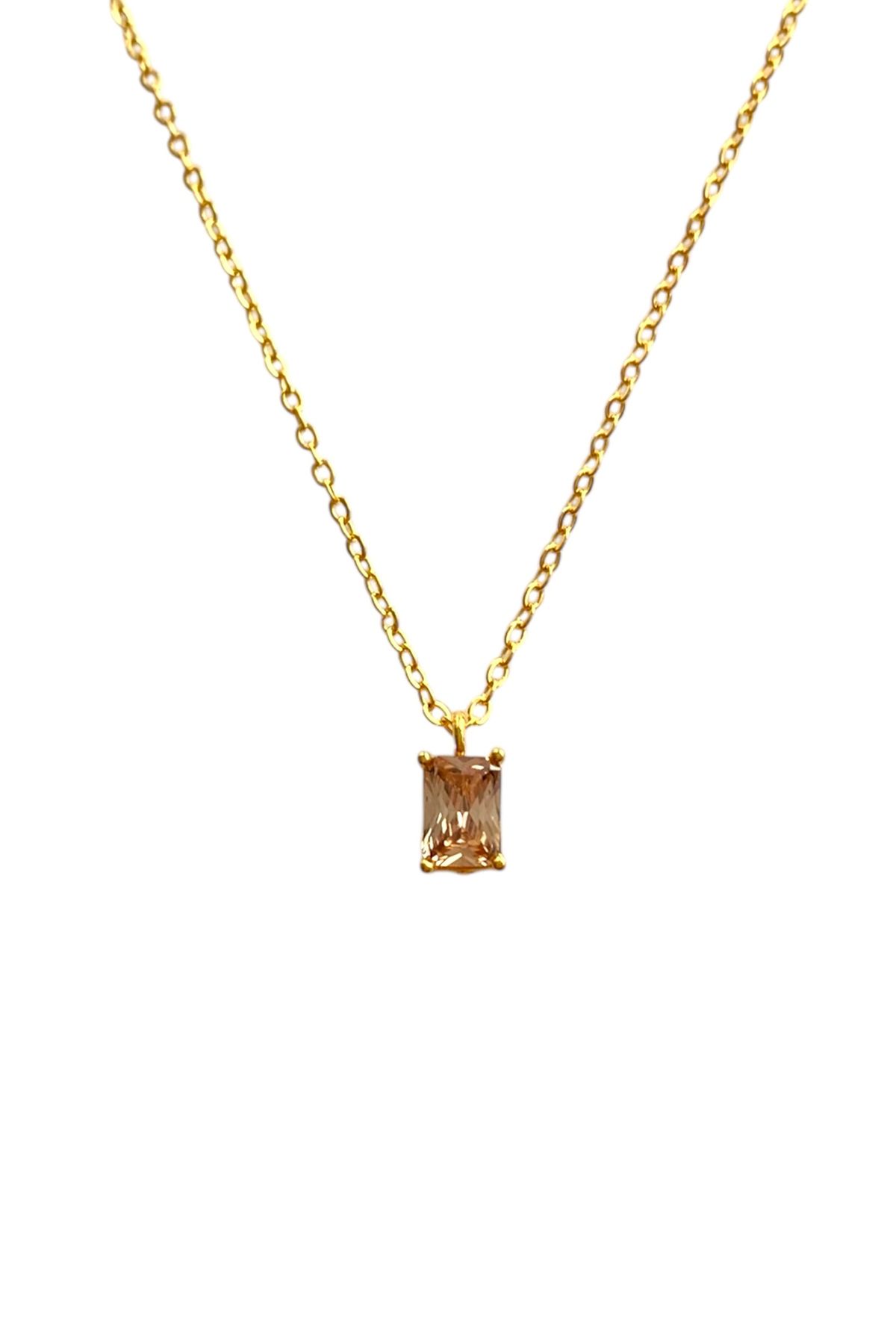 Bonnjerra Jewellery Altın Kaplama Basic Zincir Kasım Ayı Doğum Taşı Kolye, Sitrin Kolye, Gold Doğum Taşı Kolye