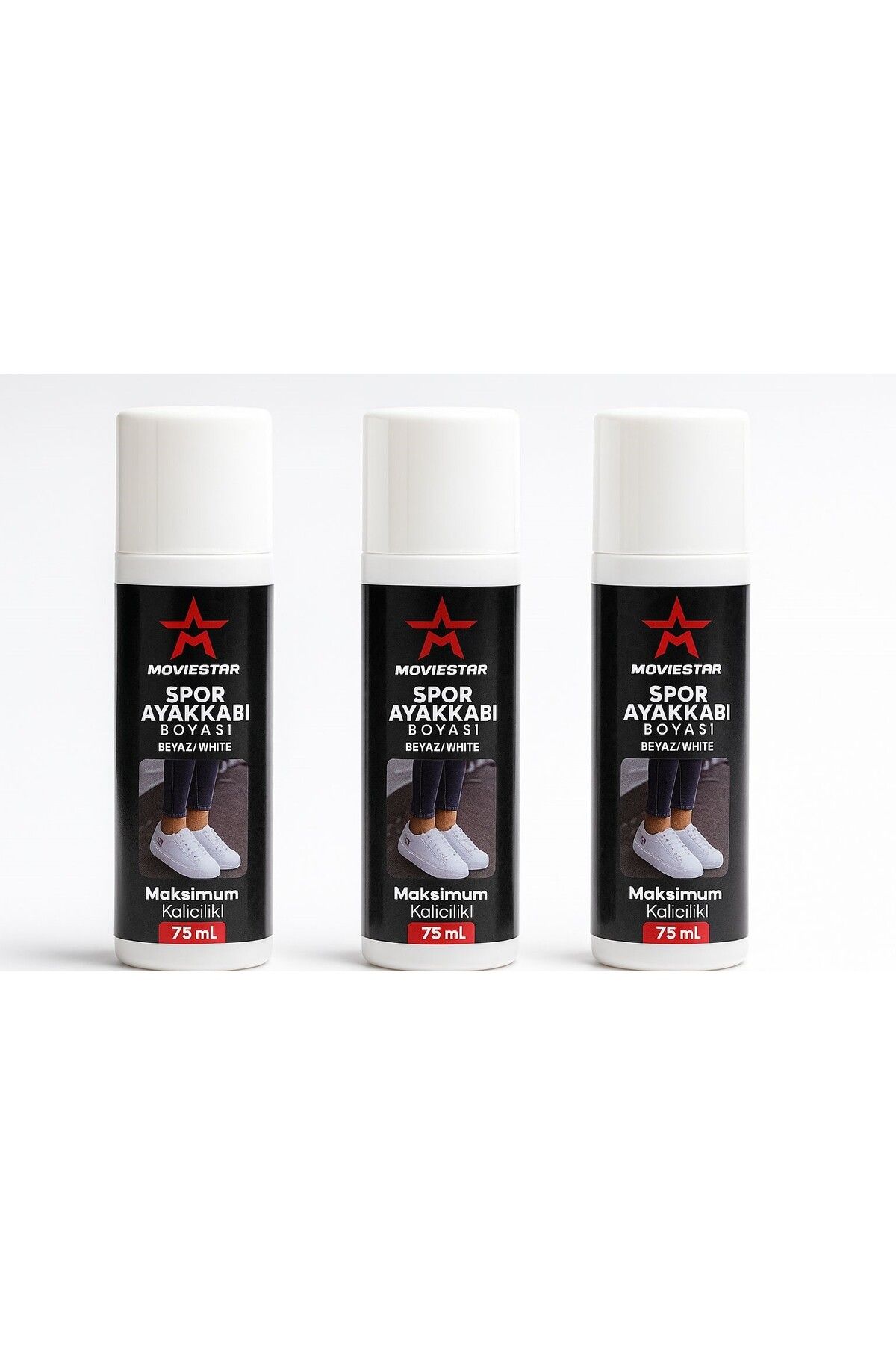 Movie Star 3 adet Moviestar Beyaz Tekstil Deri Ve Spor Ayakkabı Boyası 75 Ml.