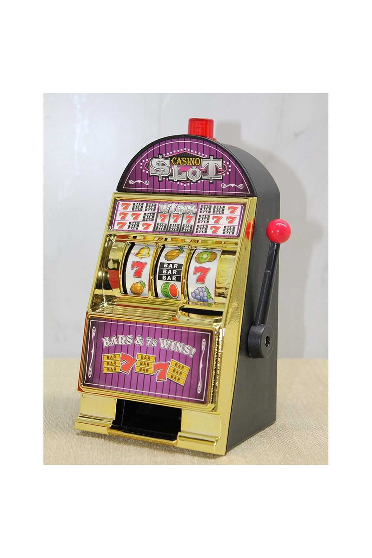Mersi SHOP 🎰 Mini Slot Makinesi – 22×11 cm Eğlenceli Masaüstü Oyun