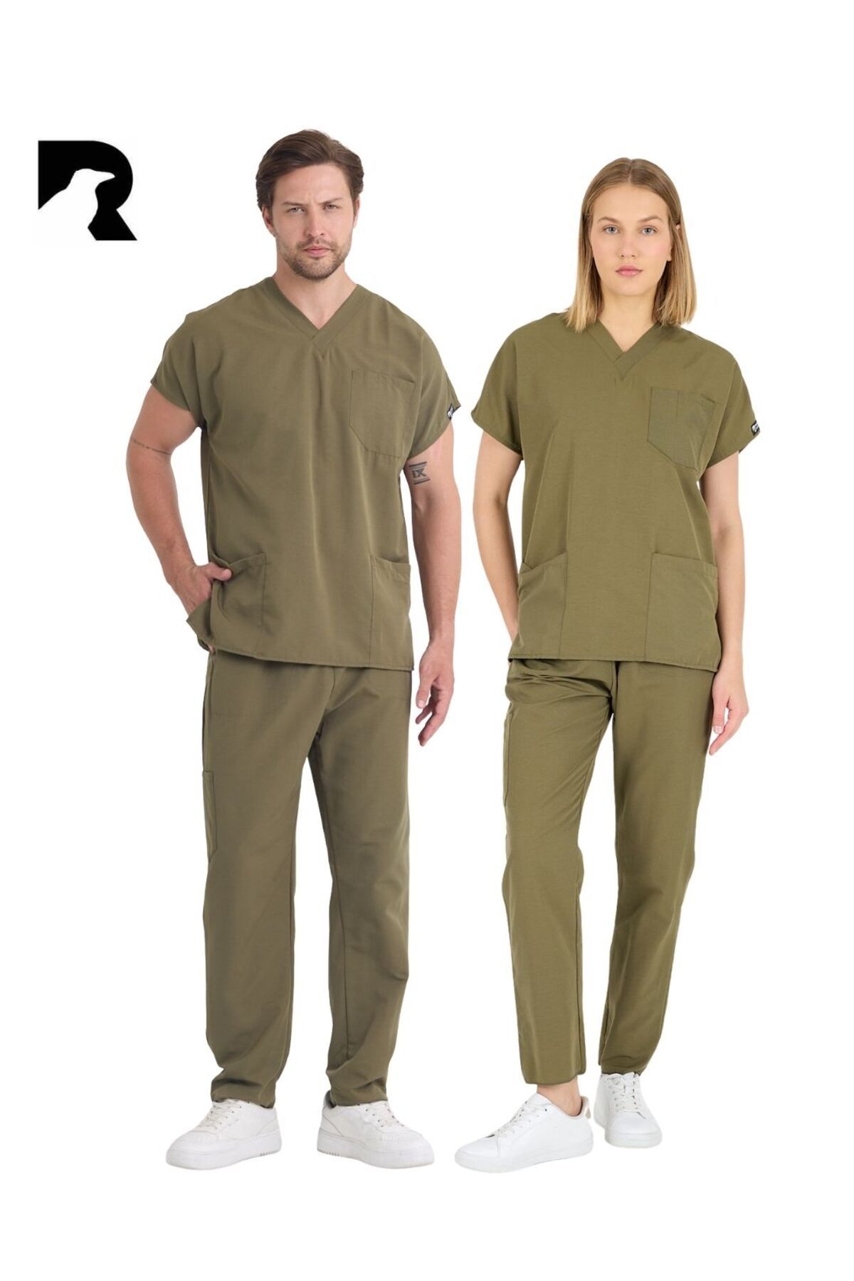 KARGA ÜNİFORMA Haki Takım Unisex Yarasa Kol Hemşire Ve Doktor Forması Takımı Scrubs Hastane Üniforması