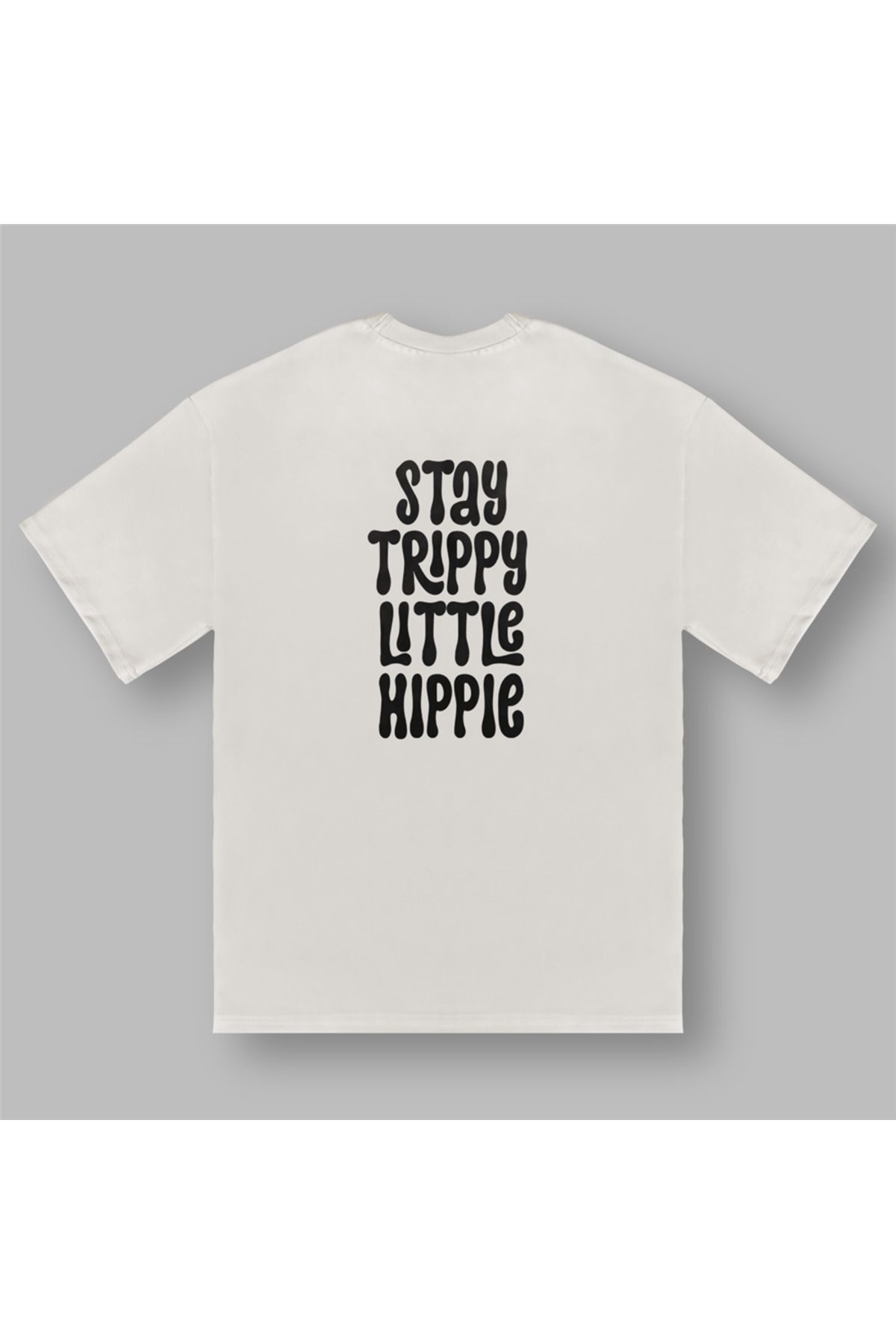 BOYANOVA Stay Trippy Little Hippie Kadın Oversize Şeker Tişört